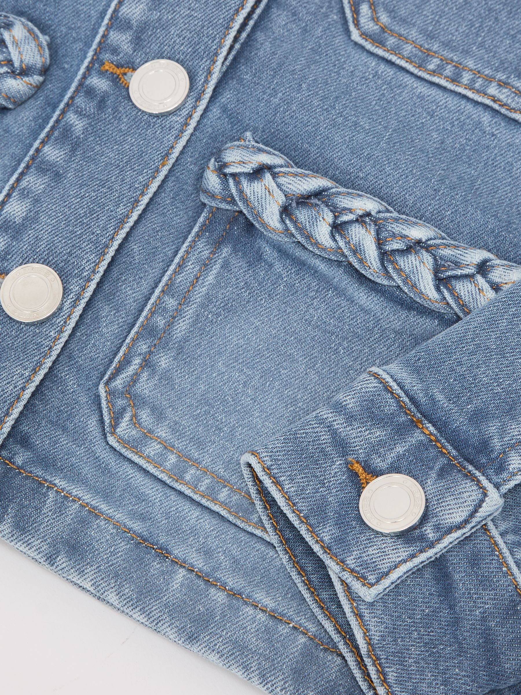 Plaited-Trim Denim Jacket in Denim Blue - Image 3 of 3