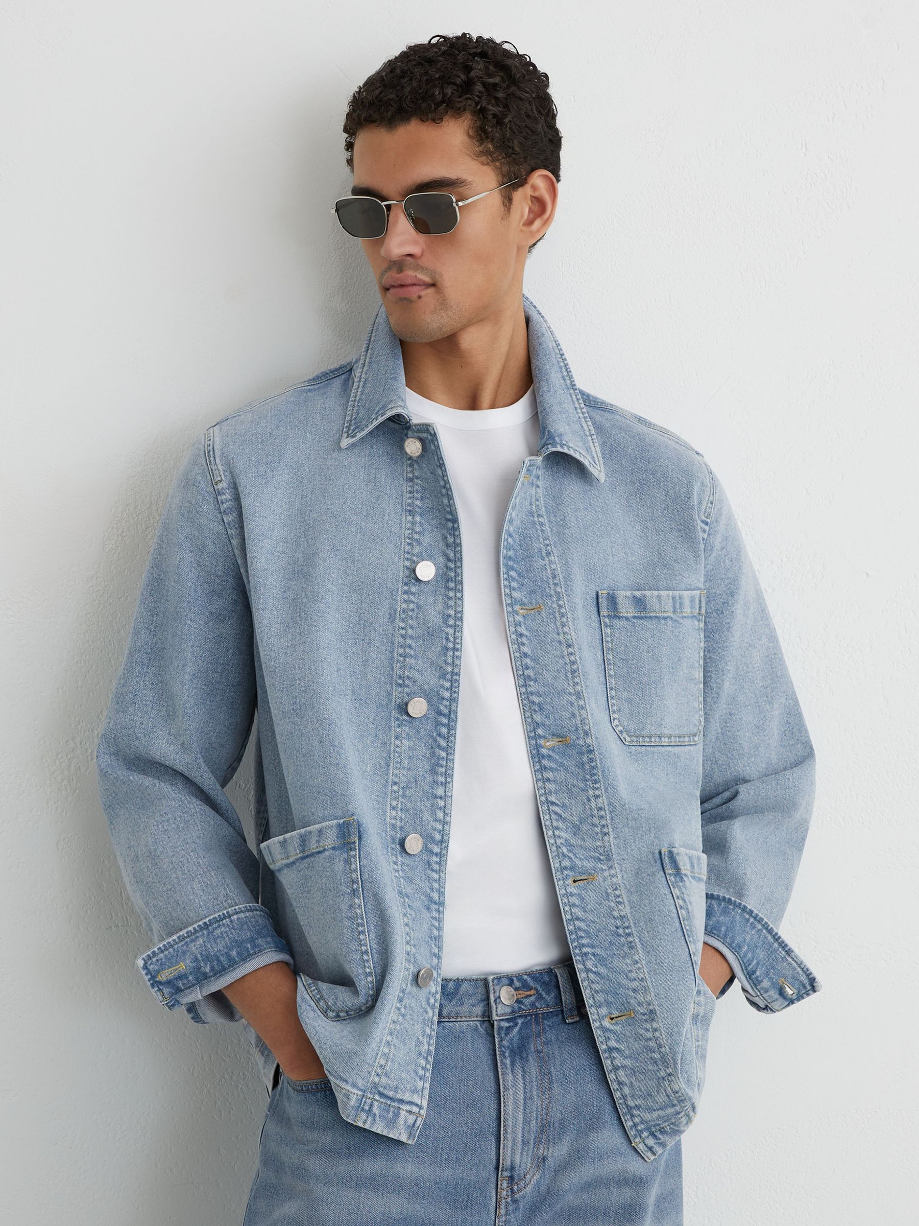 Denim Chore Jacket in Light Blue Wash - image 3