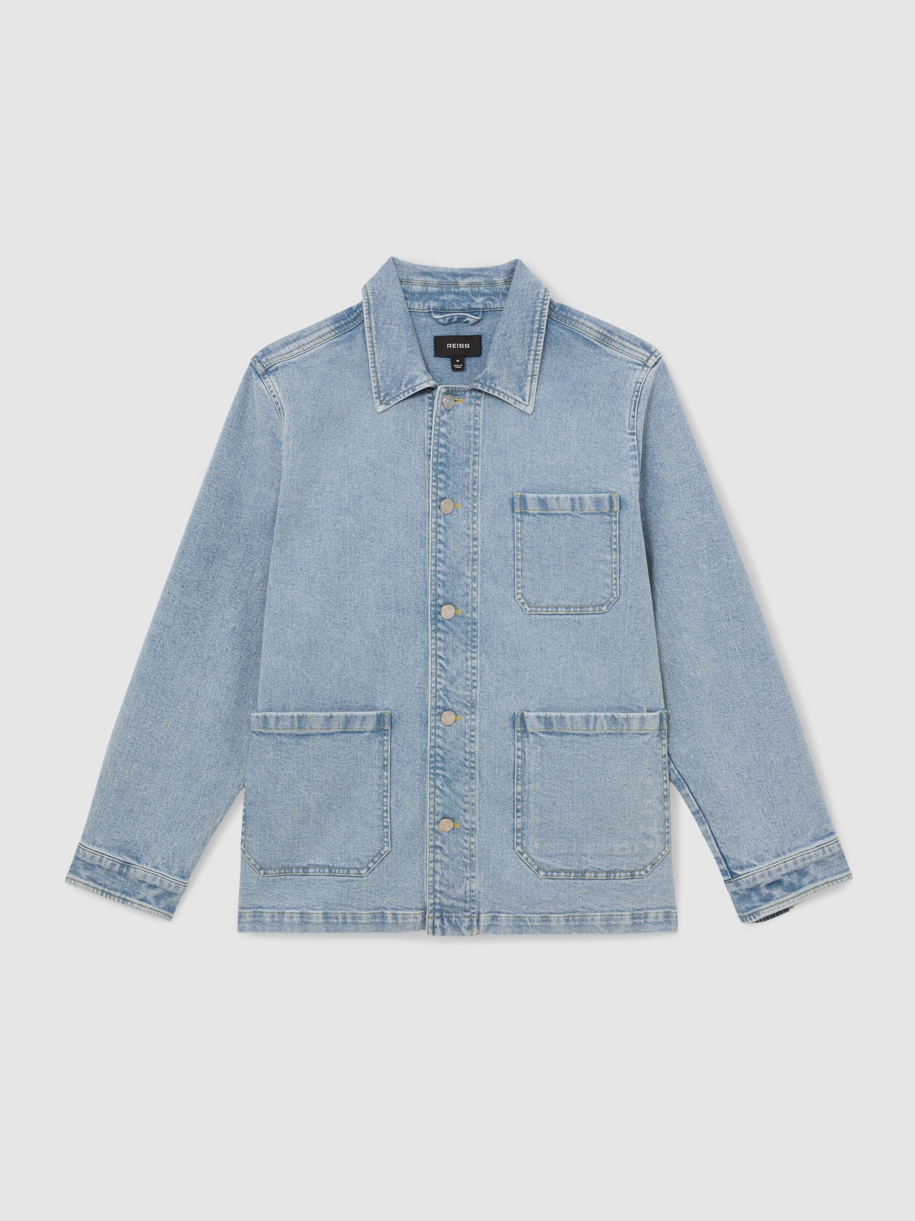 Denim Chore Jacket in Light Blue Wash - Image 2 of 8