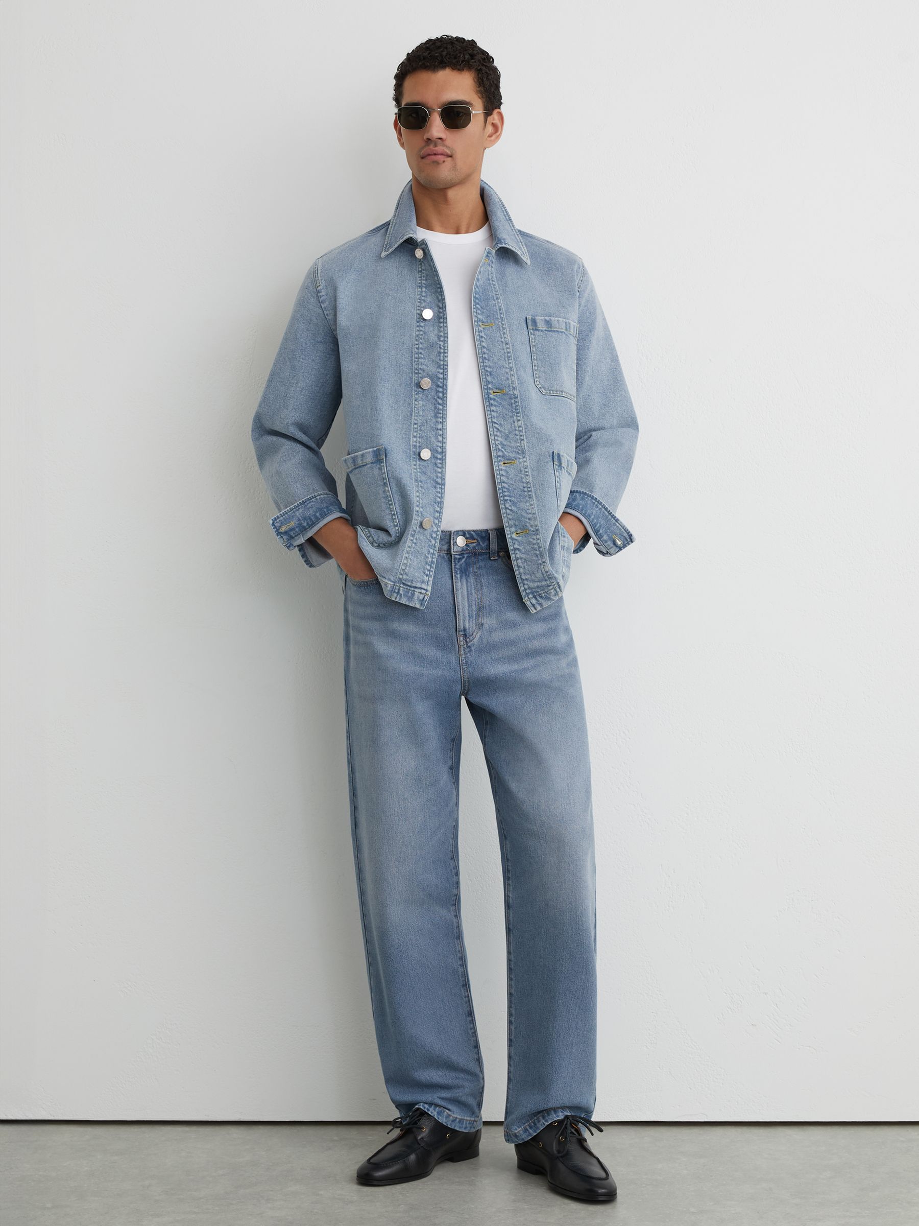Denim Chore Jacket in Light Blue Wash - Image 3 of 8