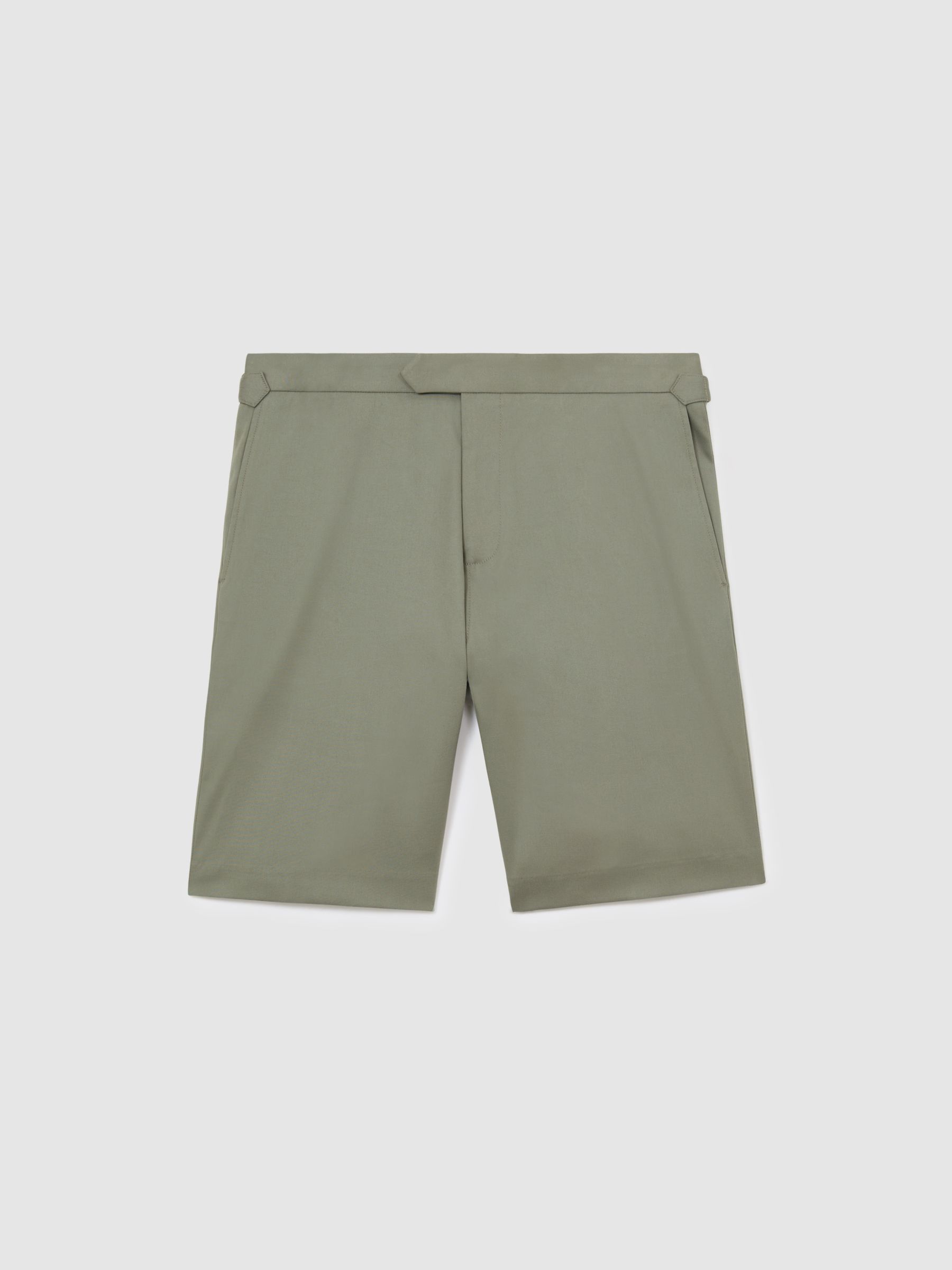 Cotton-Blend Side-Adjuster Shorts in Sage - Image 2 of 7