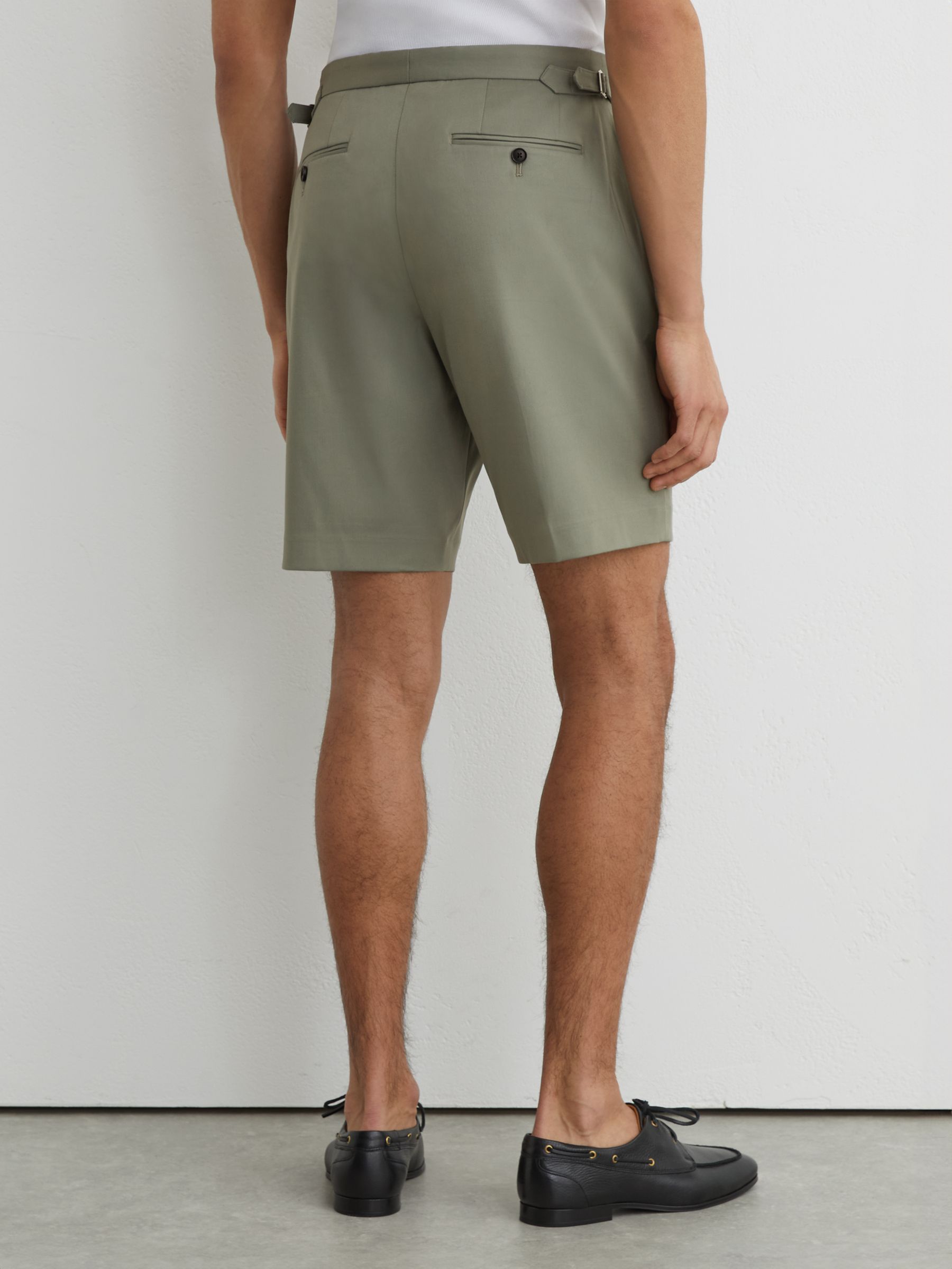 Cotton-Blend Side-Adjuster Shorts in Sage - Image 6 of 7