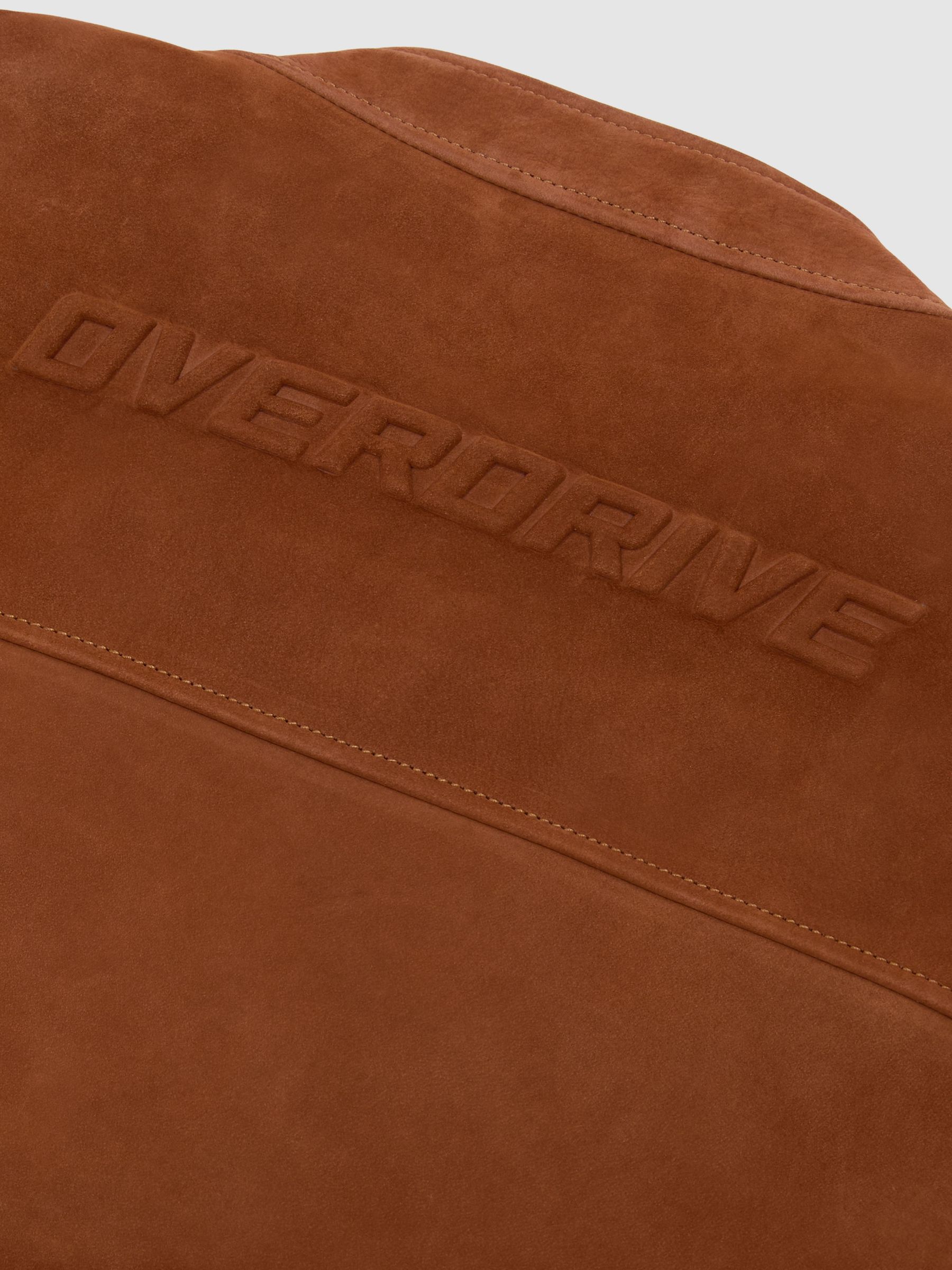 McLaren Racing Embossed Suede Jacket in Tobacco Brown - Image 9 of 9