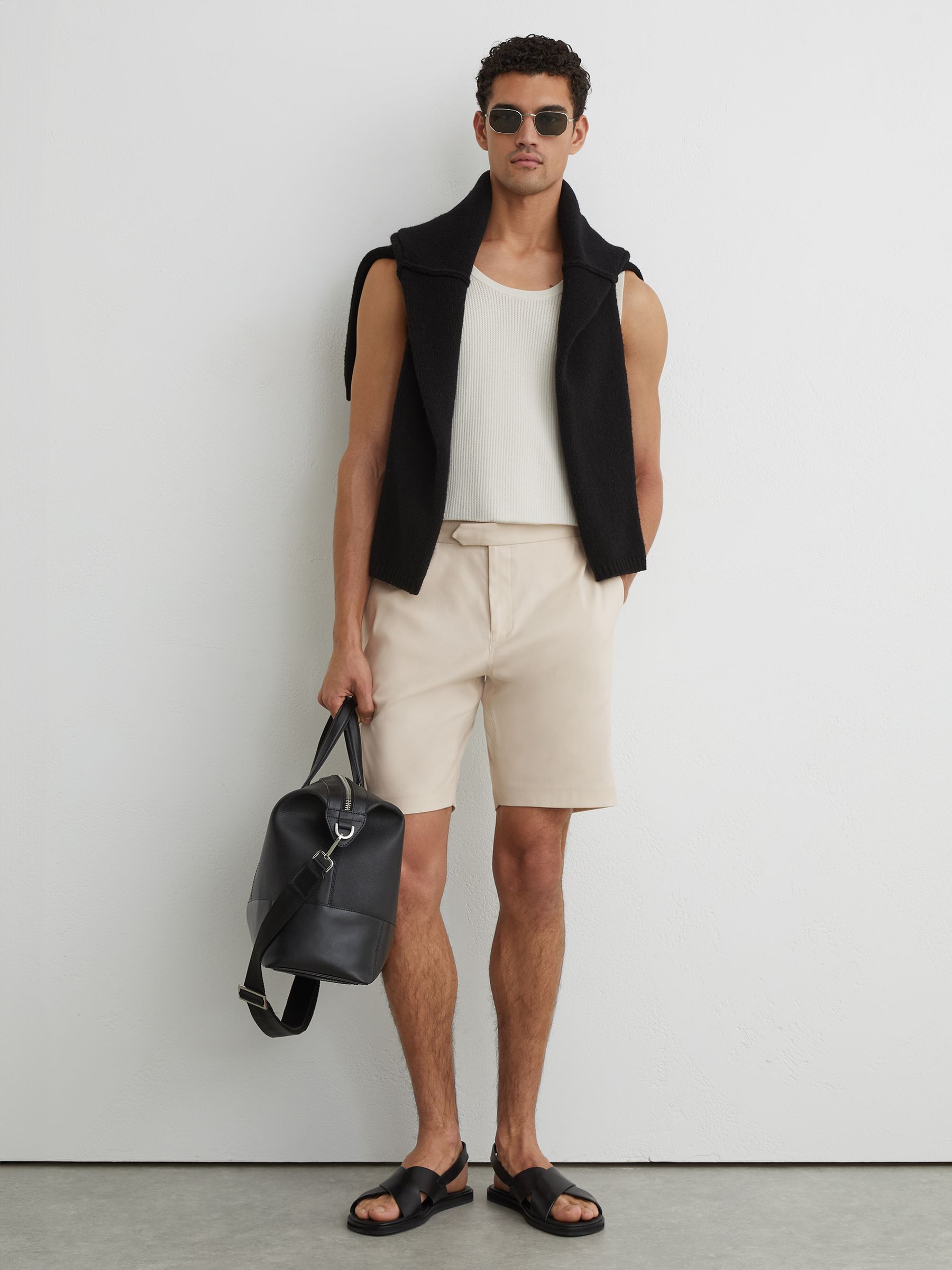 Cotton-Blend Side-Adjuster Shorts in Stone - image 2