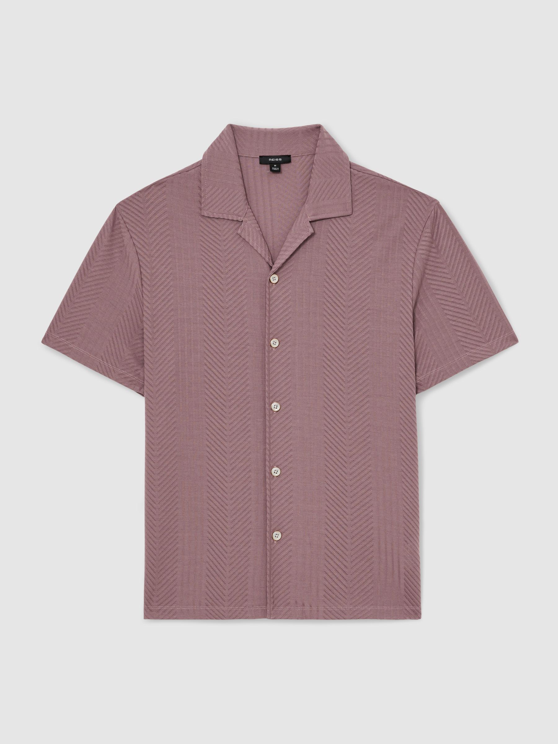 Jacquard Cuban-Collar Shirt in Rose Pink - image 1