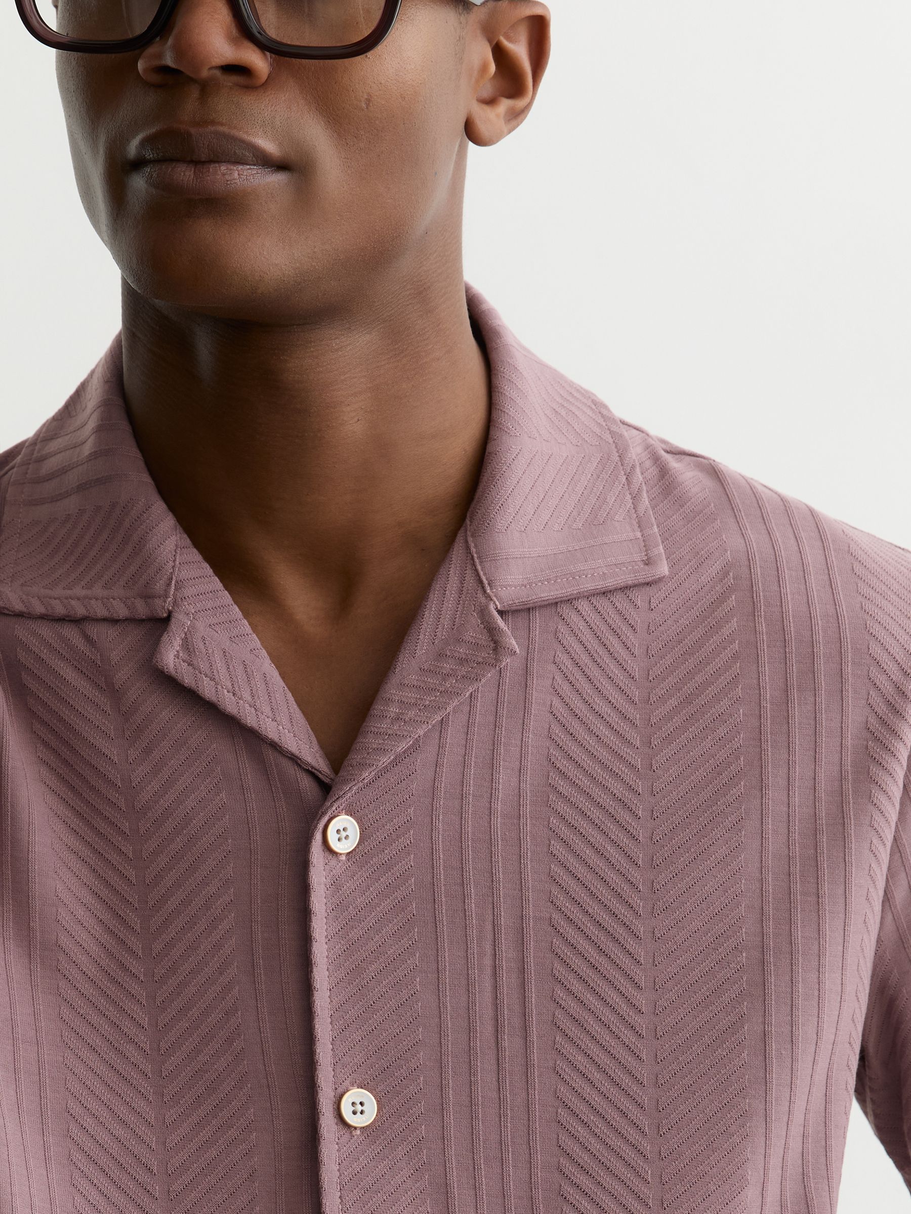 Jacquard Cuban-Collar Shirt in Rose Pink - Image 4 of 6
