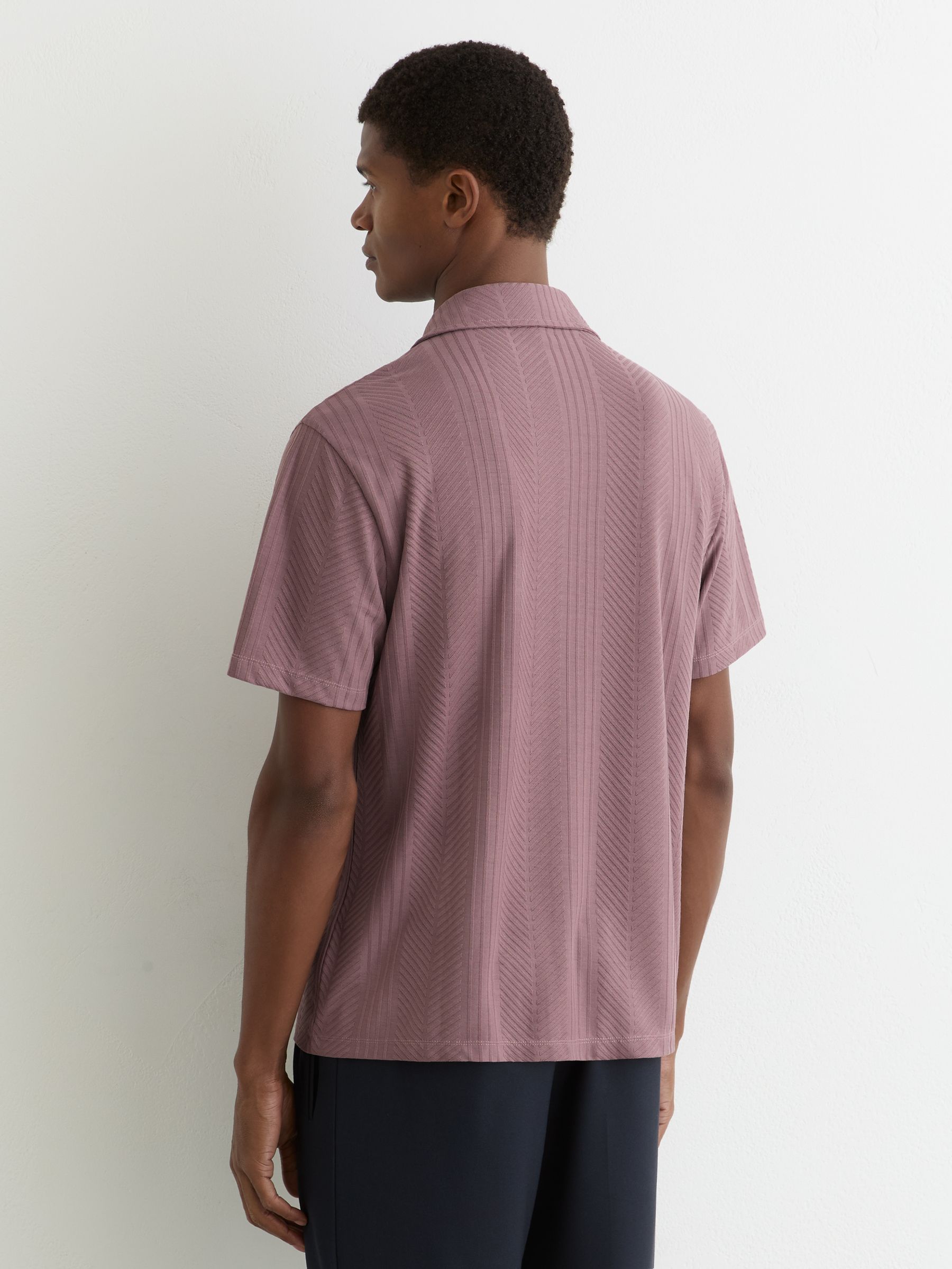 Jacquard Cuban-Collar Shirt in Rose Pink - Image 5 of 6