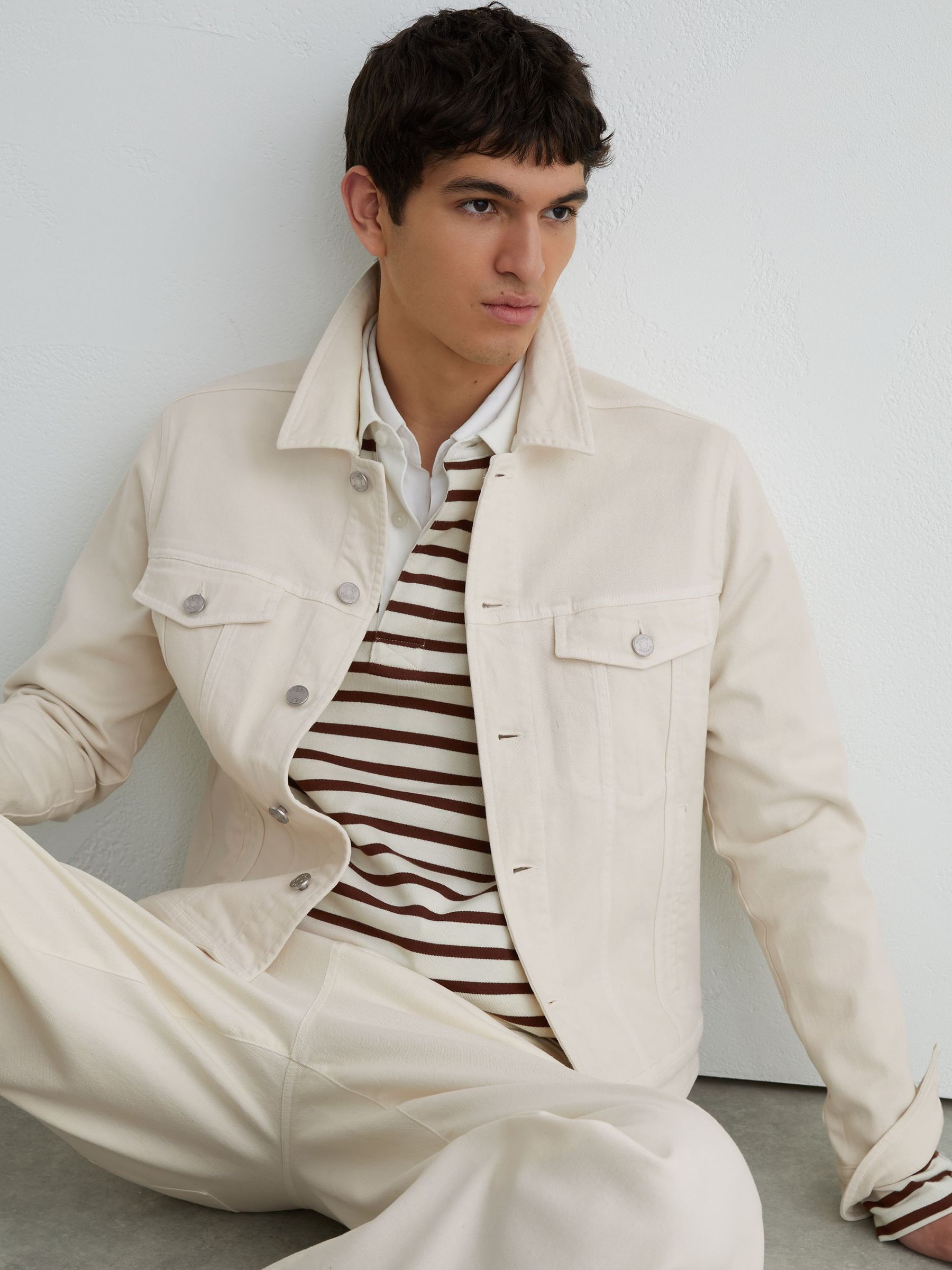 Denim Trucker Jacket in White - image 2