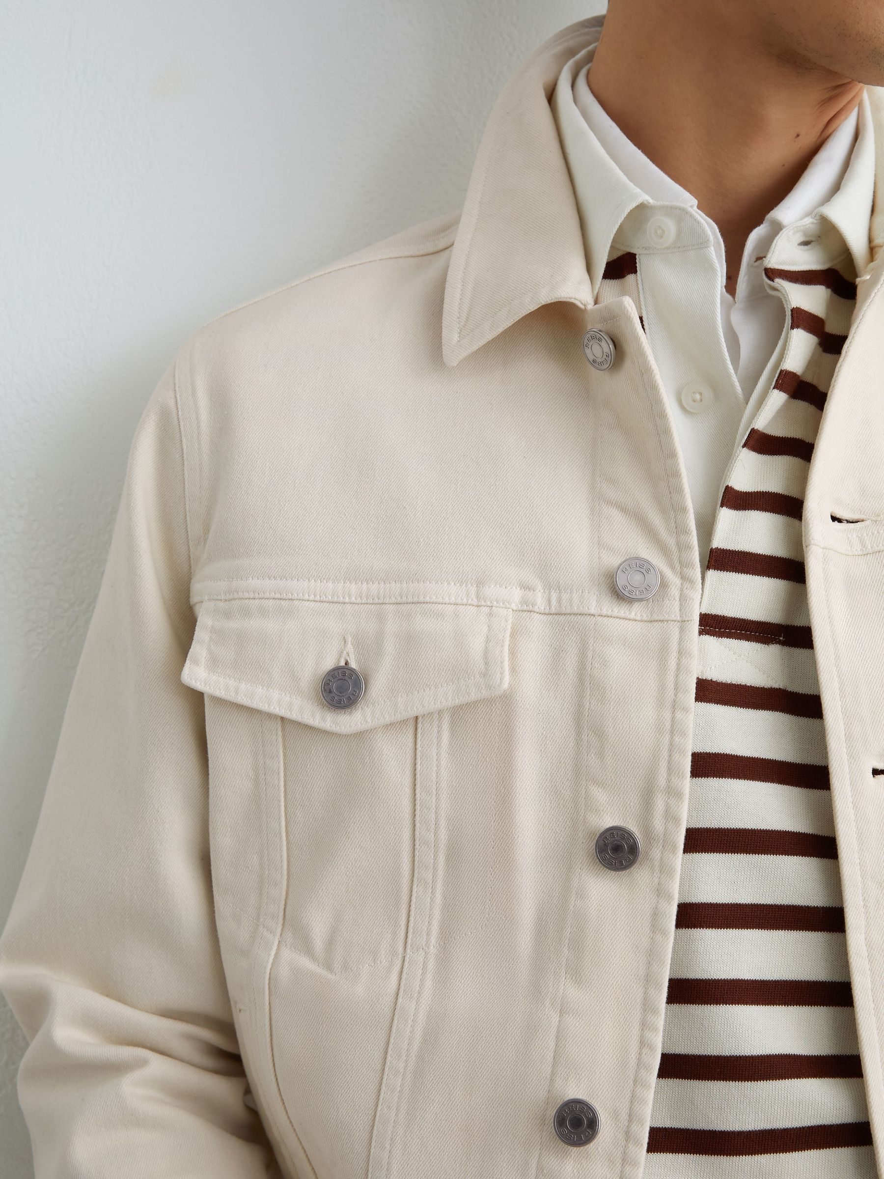 Denim Trucker Jacket in White - image 5