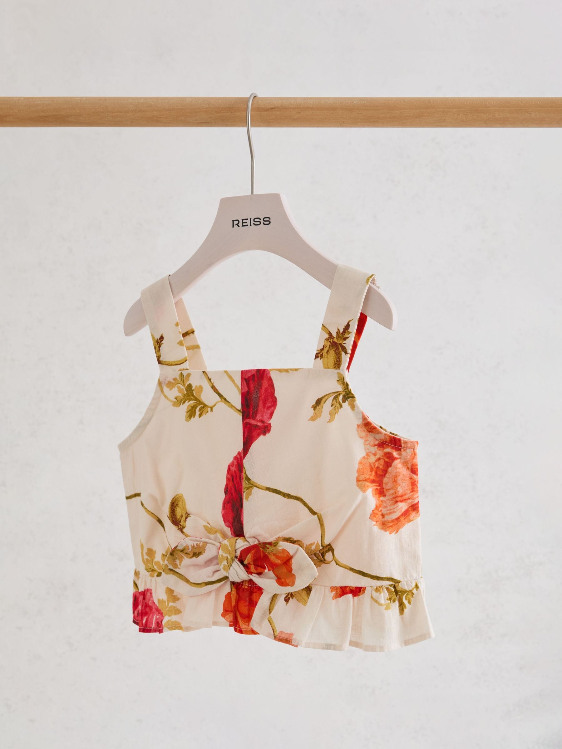 Cotton Printed Crop Top in White Print - Image 2 of 3