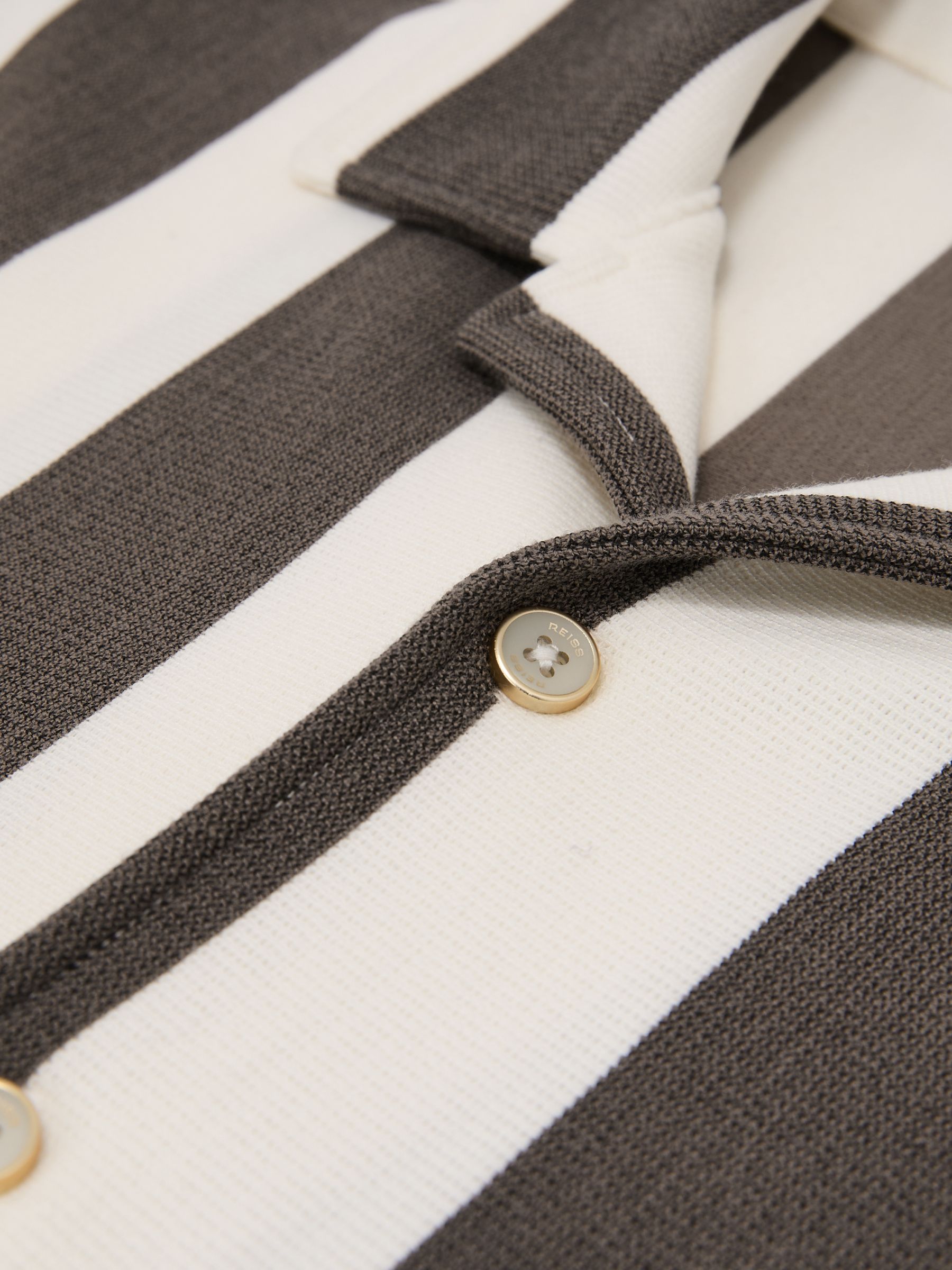 Block-Stripe Cuban-Collar Shirt in Brown/Off White - image 3