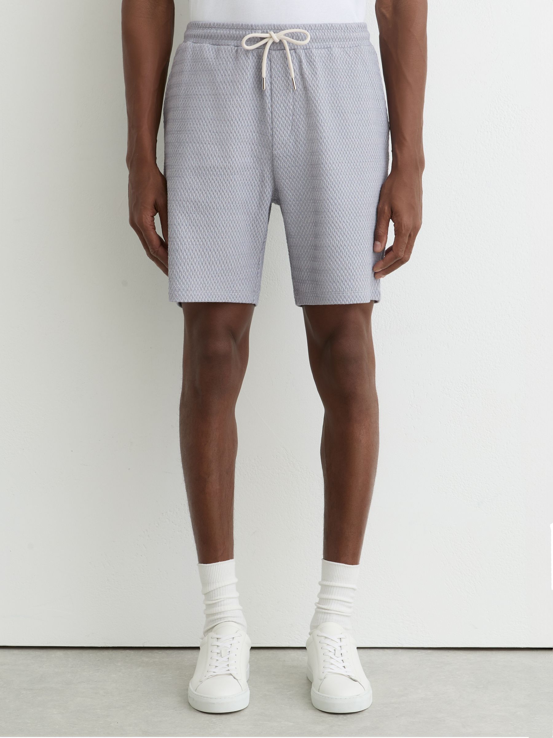 Jacquard Textured Drawstring Shorts in Soft Blue - Image 3 of 7