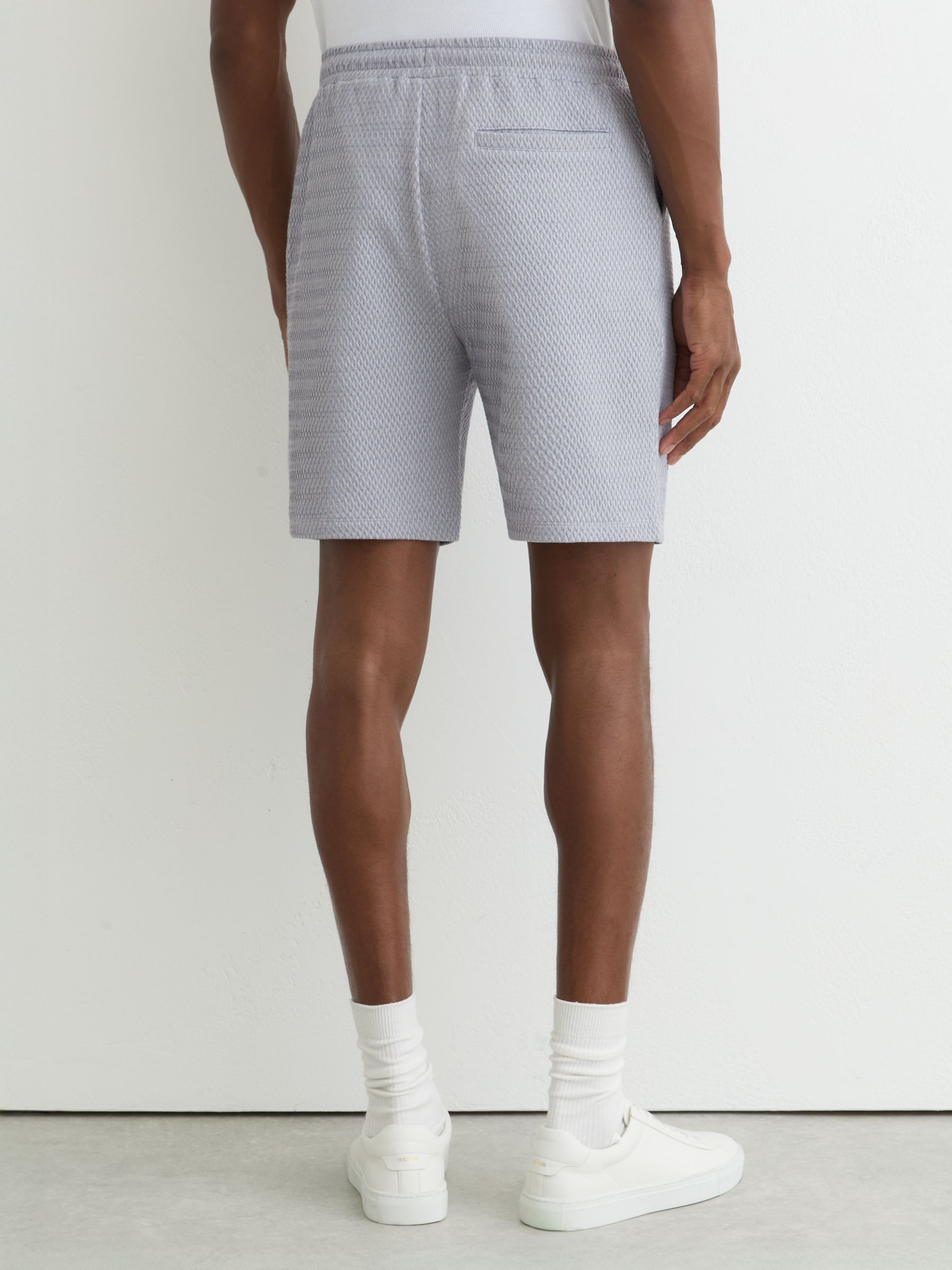 Jacquard Textured Drawstring Shorts in Soft Blue - Image 6 of 7
