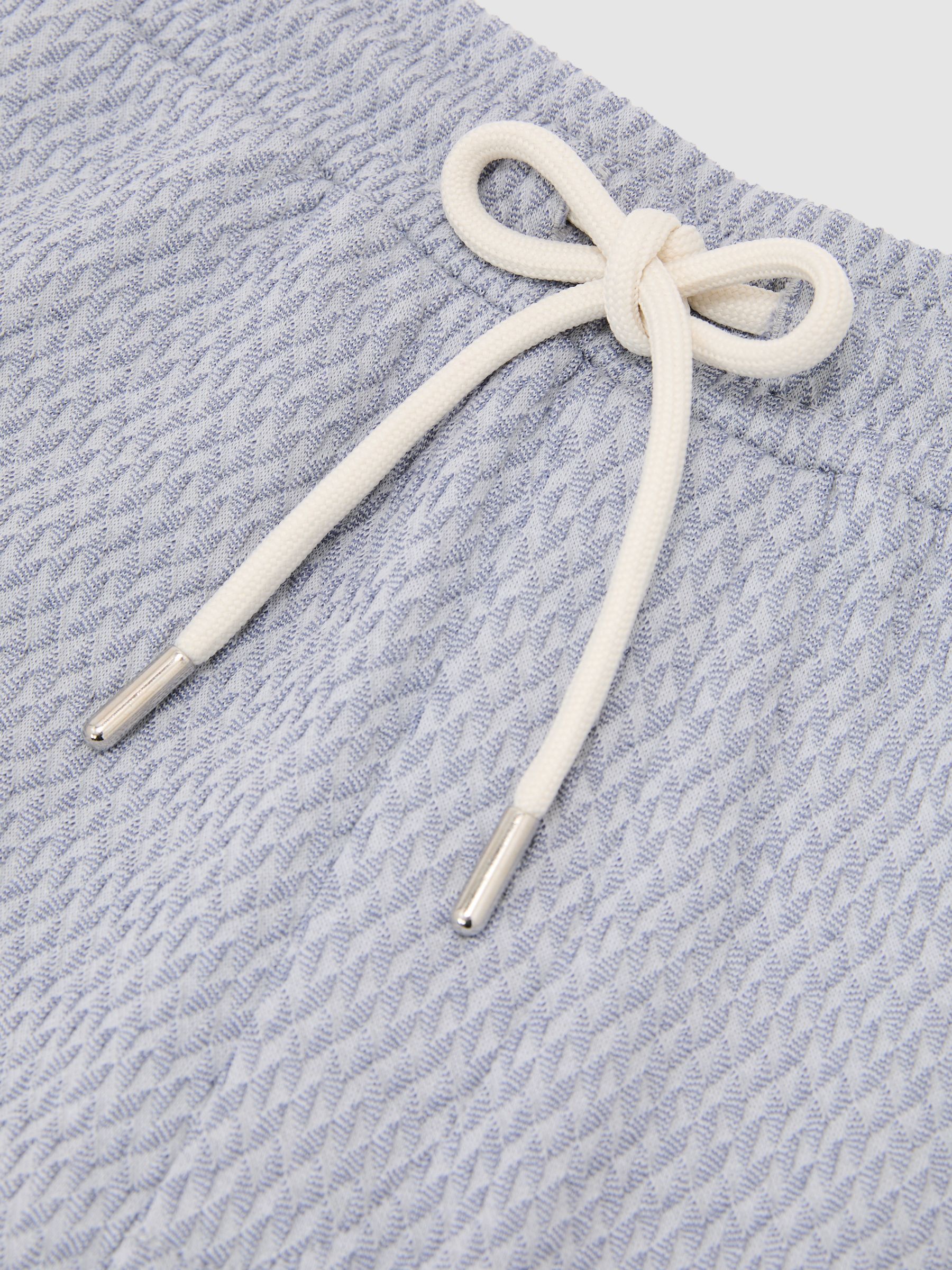 Jacquard Textured Drawstring Shorts in Soft Blue - image 3