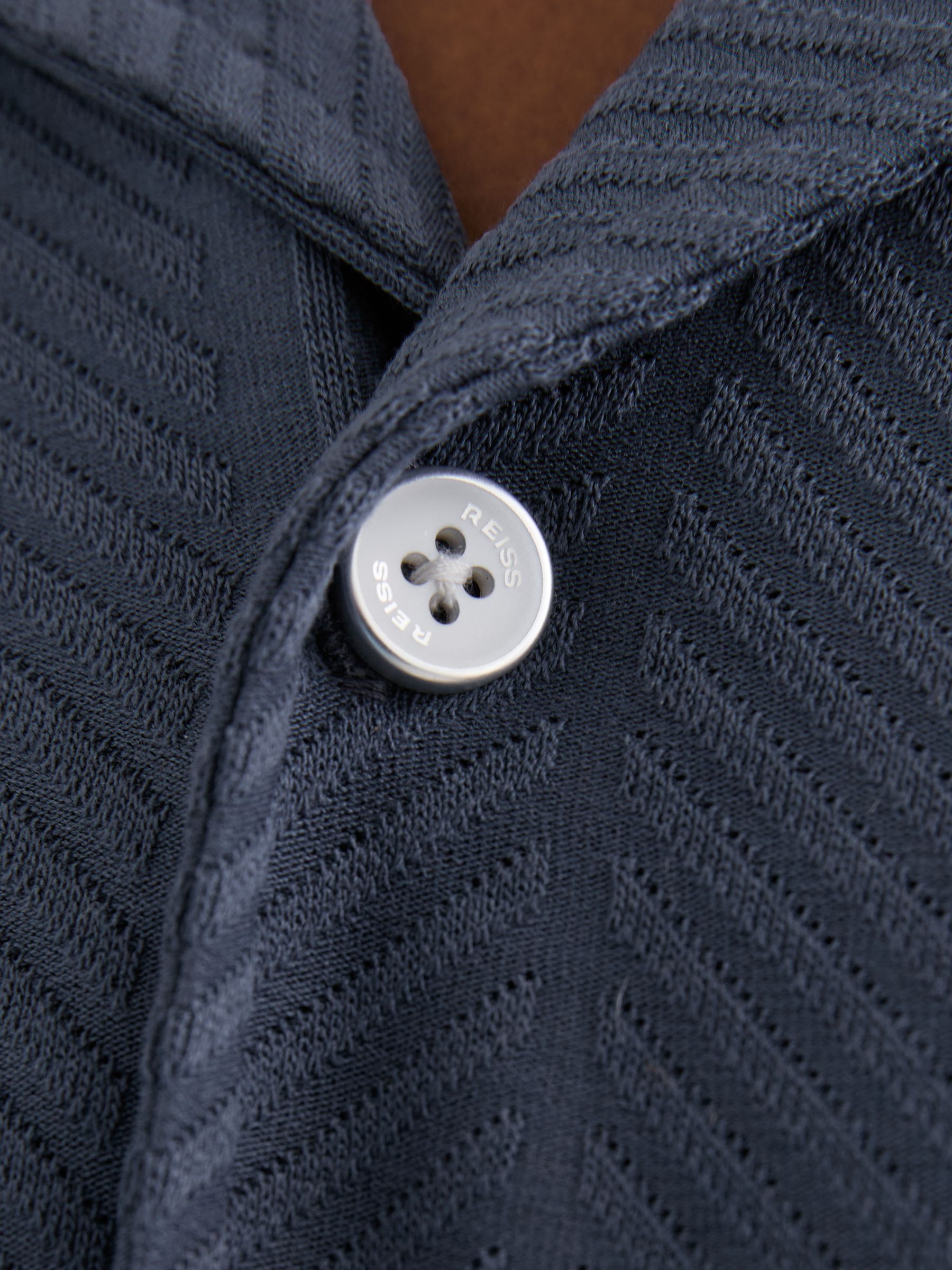 Jacquard Cuban-Collar Shirt in Steel Blue - Image 4 of 6