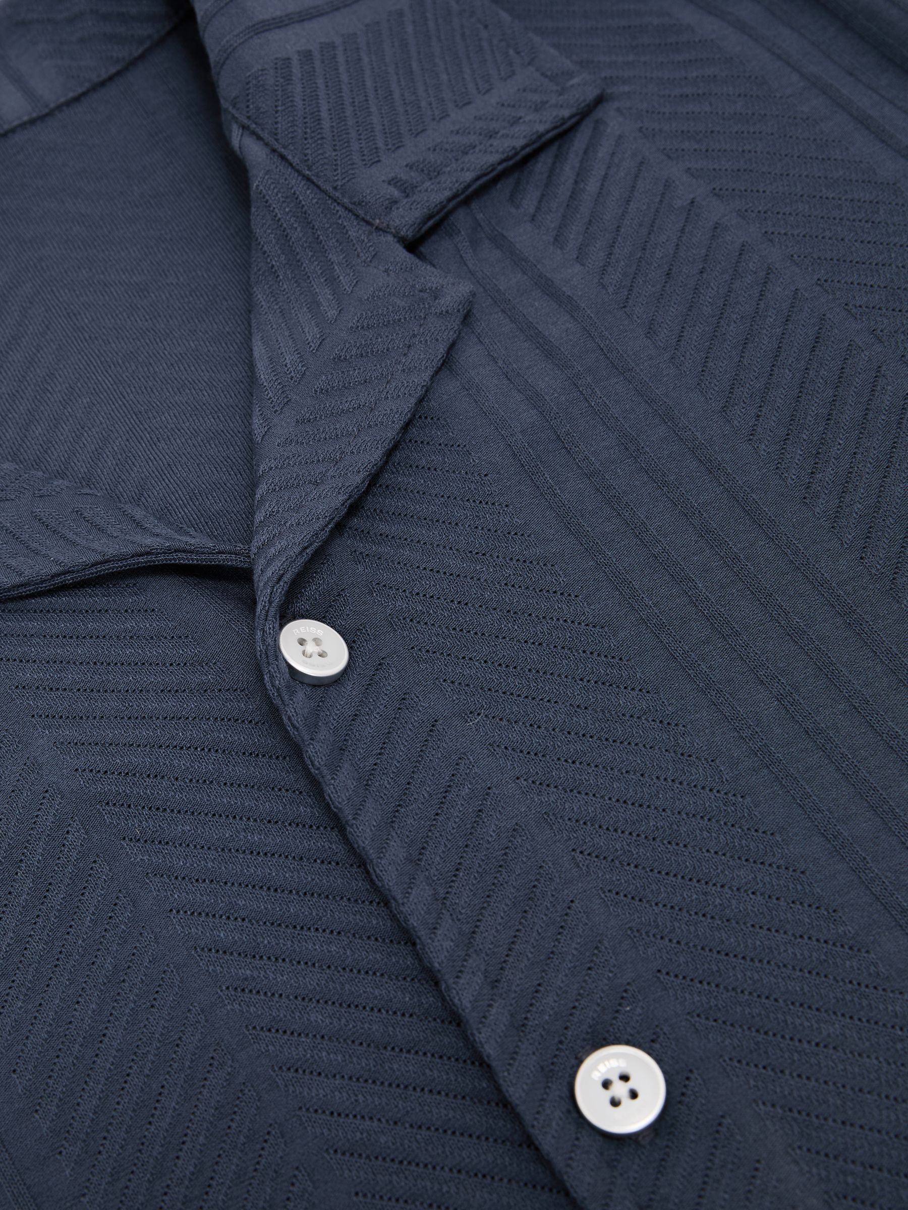 Jacquard Cuban-Collar Shirt in Steel Blue - image 3