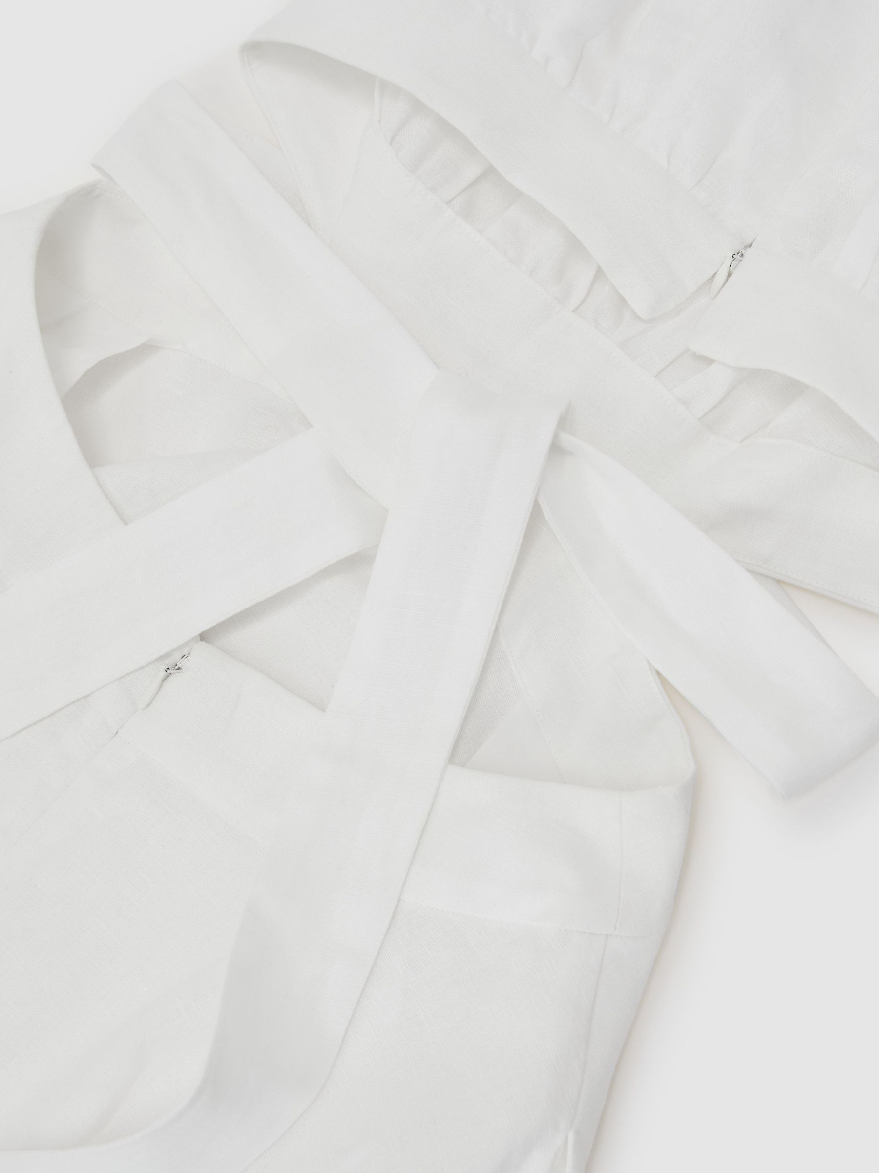 Linen-Cotton Cut-Out Midi Dress in Ivory - Image 7 of 7