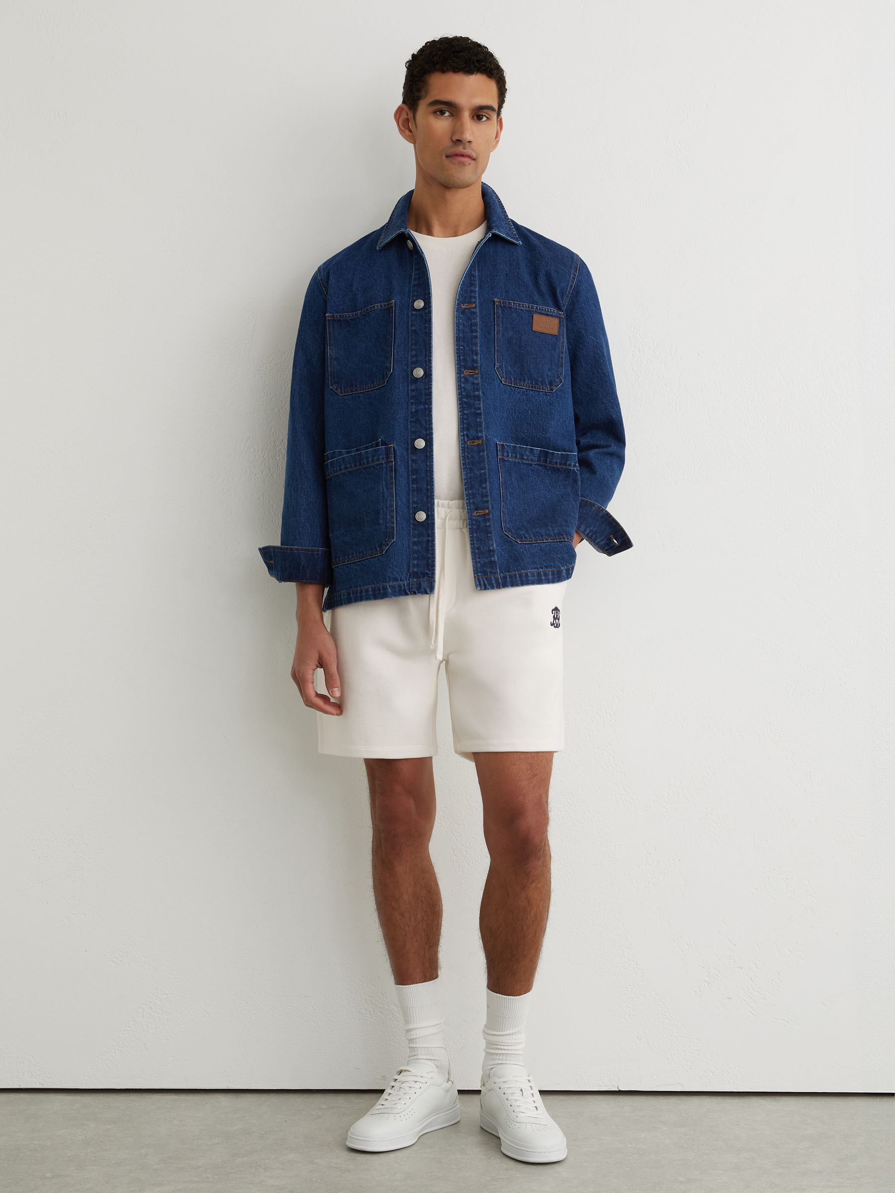 Monogram Embroidered Cotton Shorts in Off White - image 2