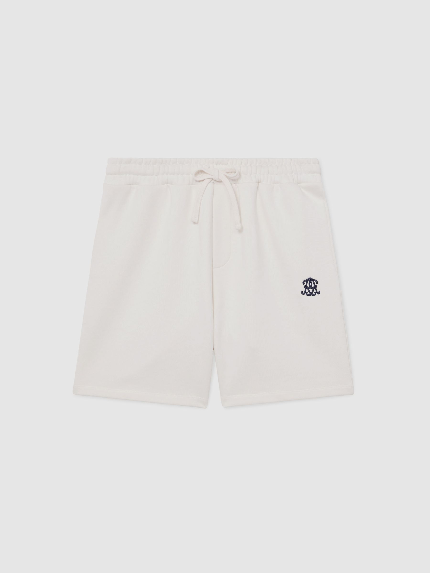 Monogram Embroidered Cotton Shorts in Off White - Image 2 of 6 Monogram Embroidered Cotton Shorts in Off White - Image 2 of 6