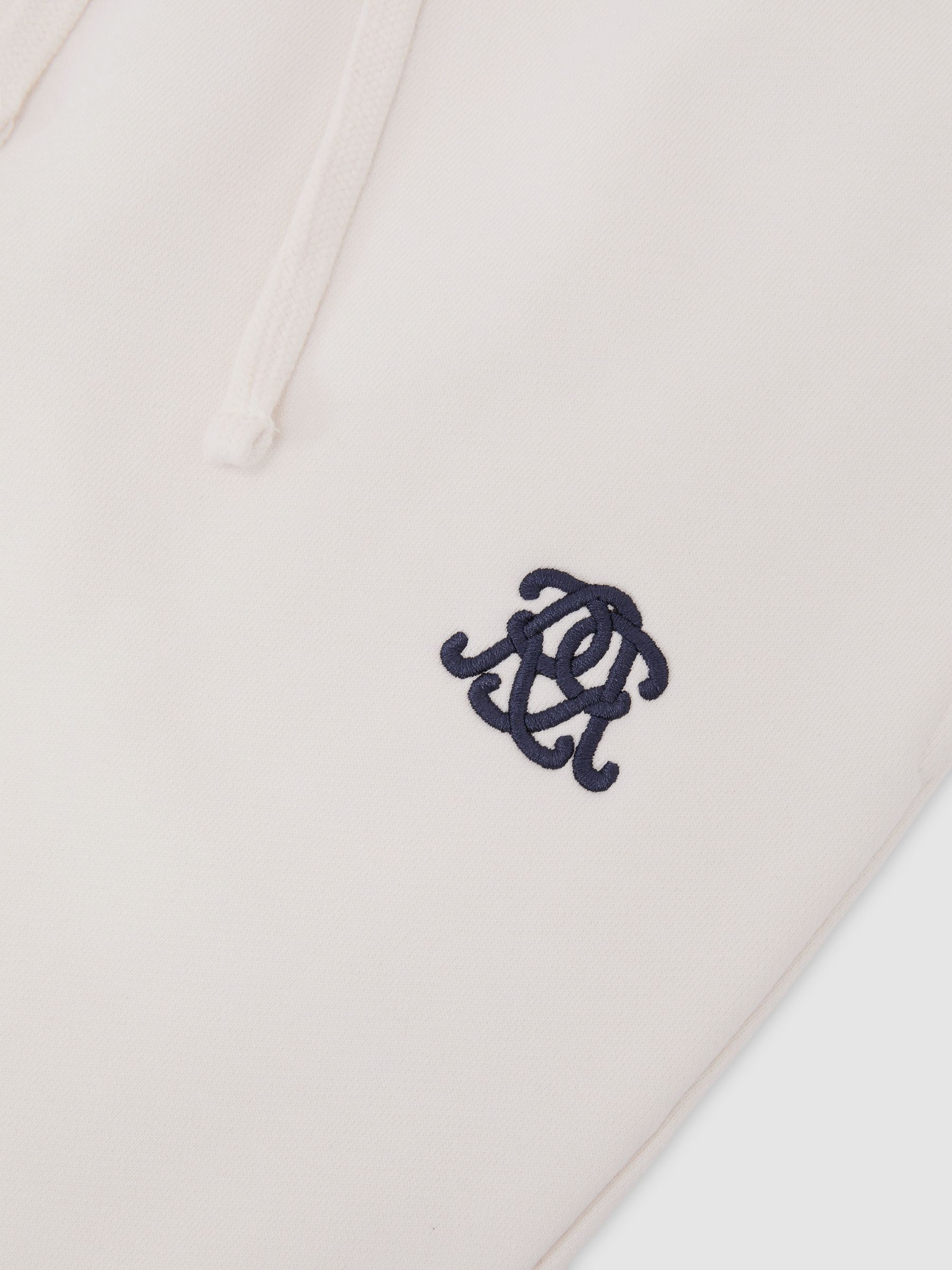 Monogram Embroidered Cotton Shorts in Off White - image 3