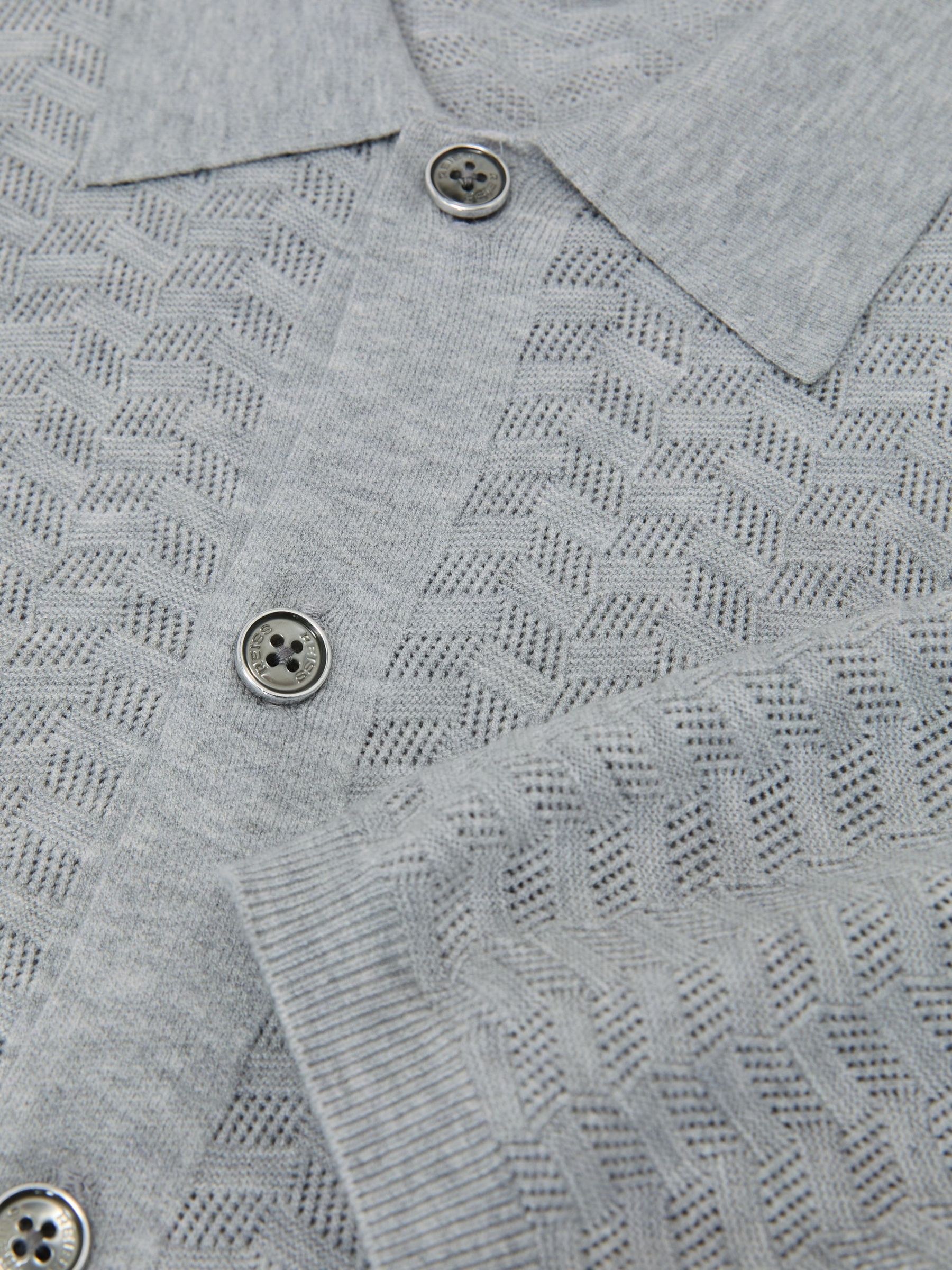 Textured-Knit Button-Through Shirt in Soft Grey - Image 6 of 6