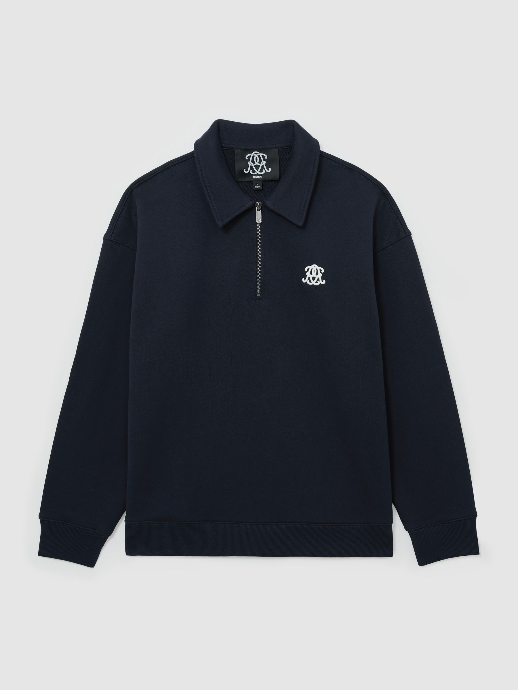 Monogram Relaxed Half-Zip Sweatshirt in Navy - Image 2 of 6