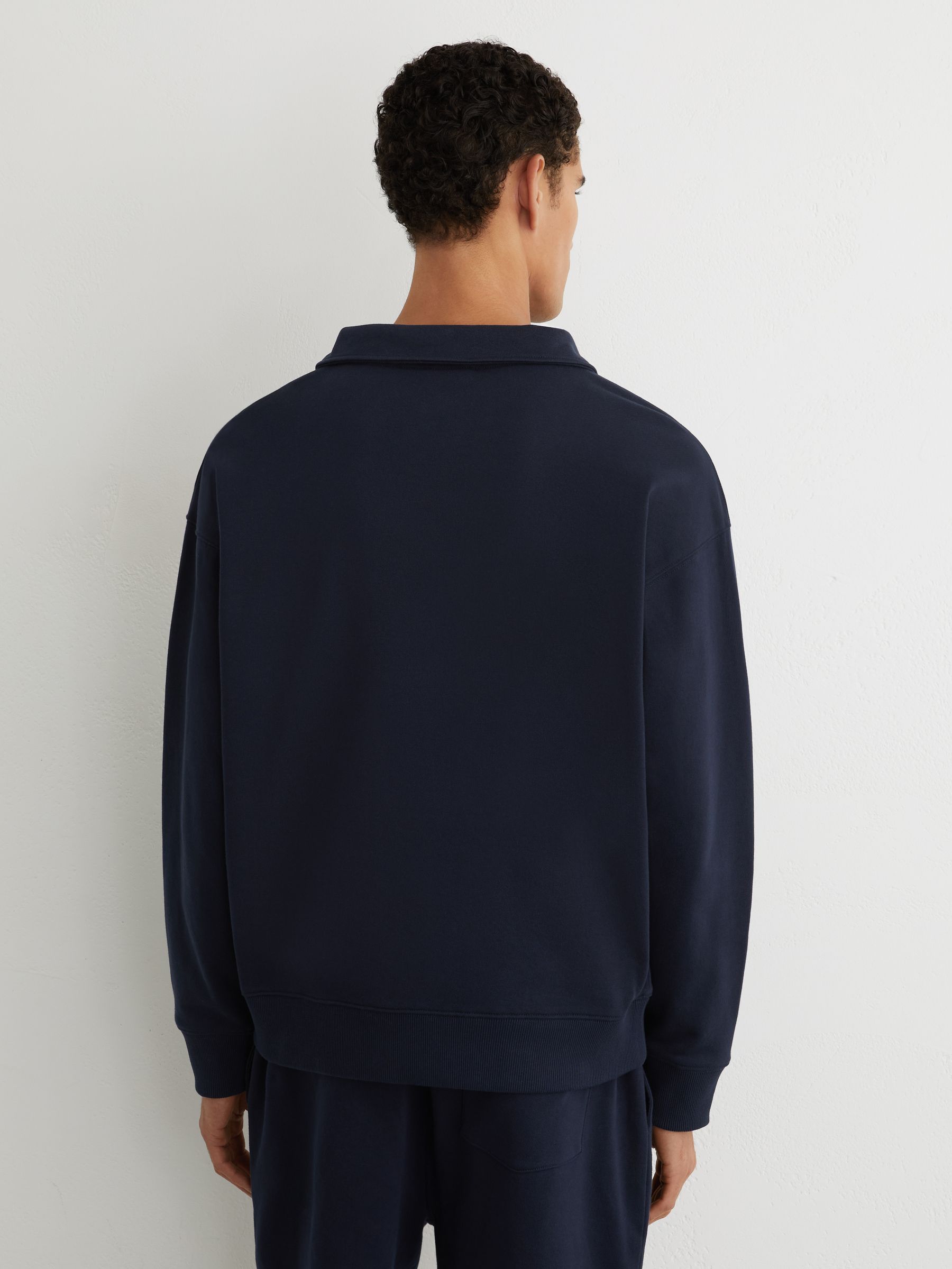 Monogram Relaxed Half-Zip Sweatshirt in Navy - Image 5 of 6