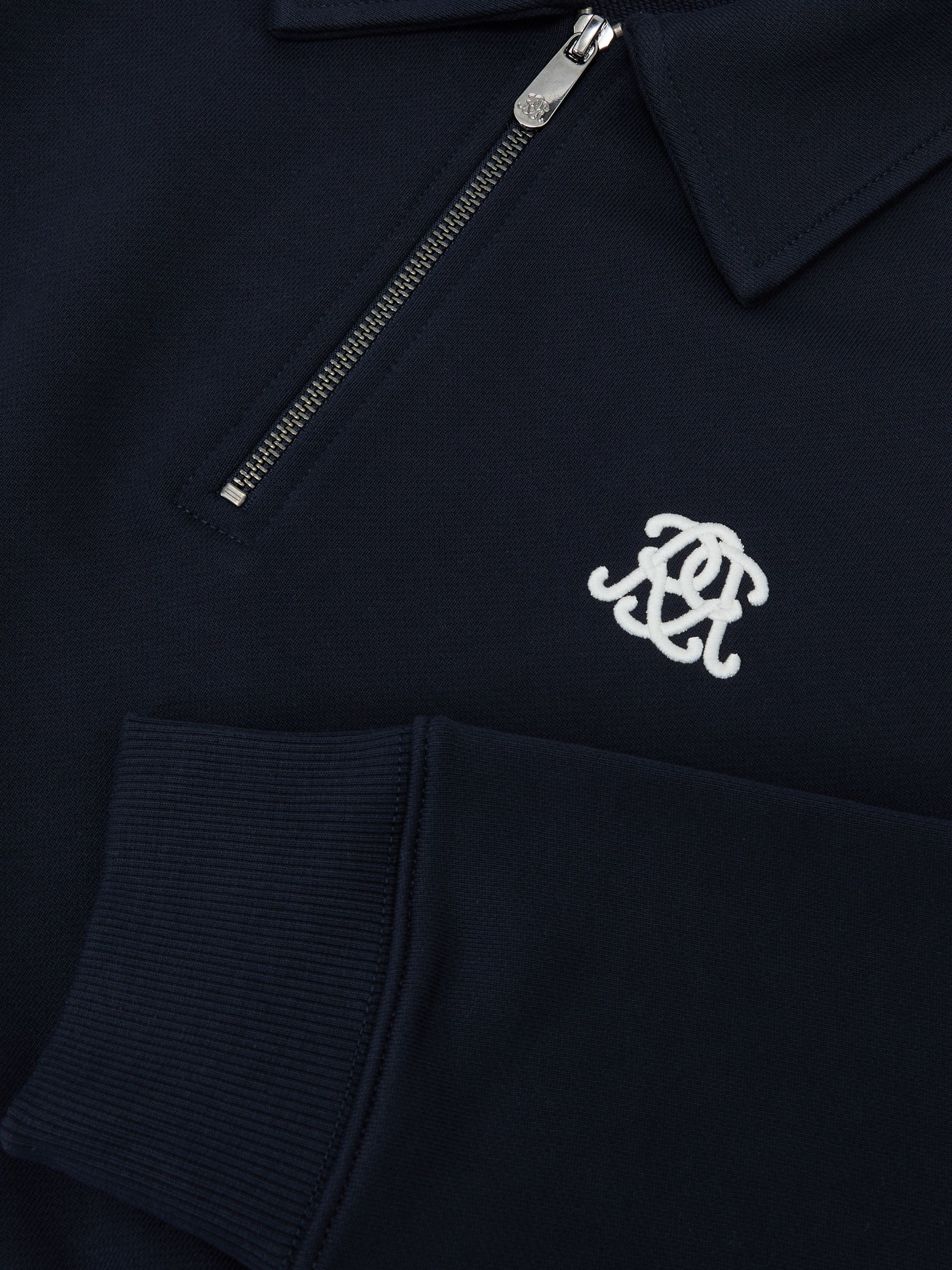 Monogram Relaxed Half-Zip Sweatshirt in Navy - Image 6 of 6