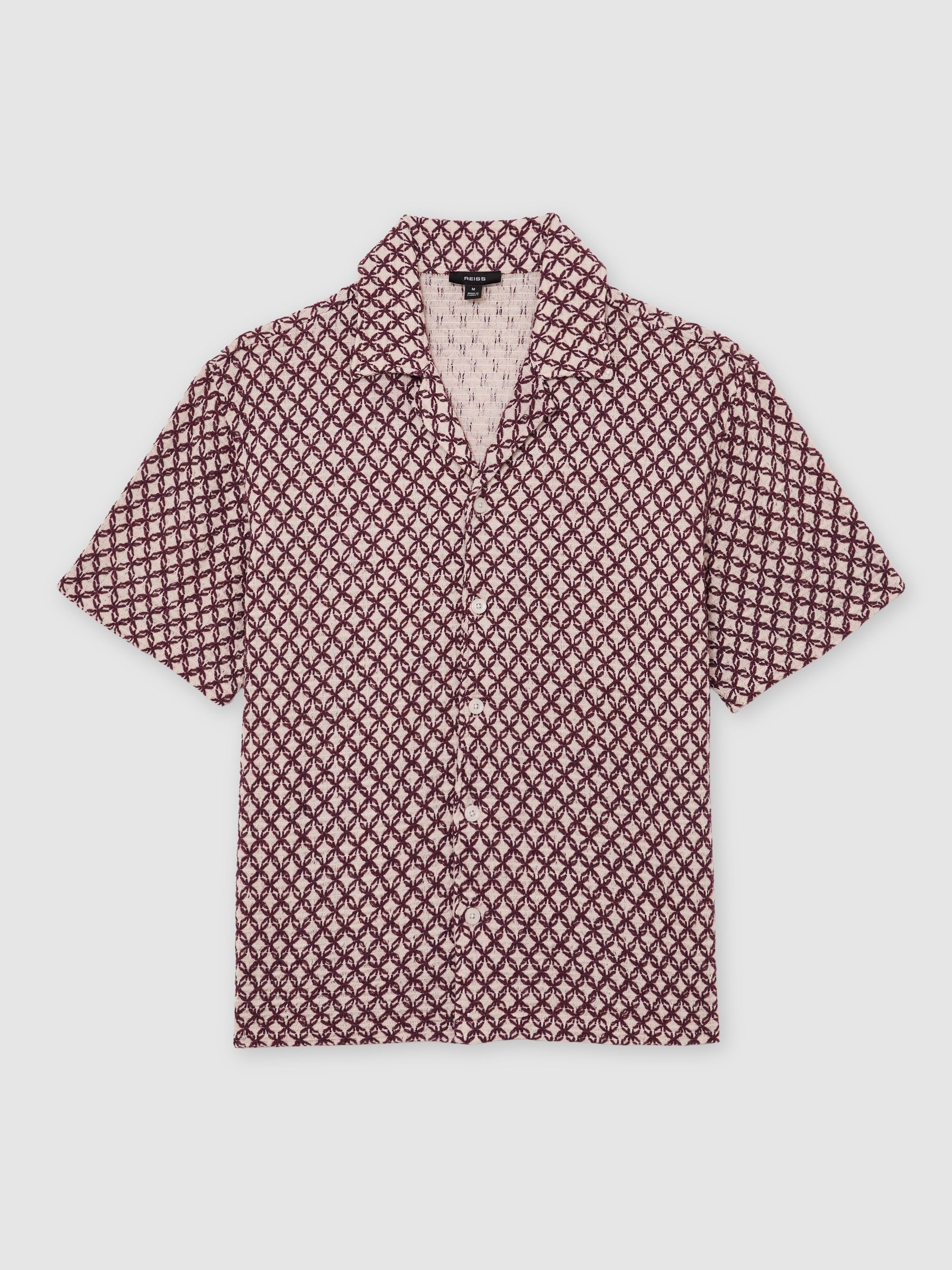 Cotton-Blend Embroidered Crochet Shirt in Rust Red - Image 2 of 7