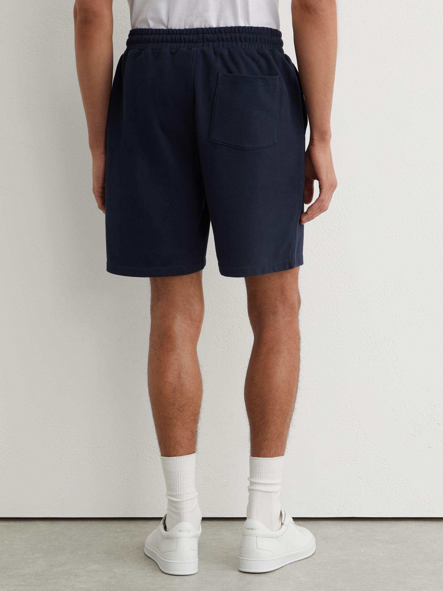 Monogram Embroidered Cotton Shorts in Navy - Image 5 of 6