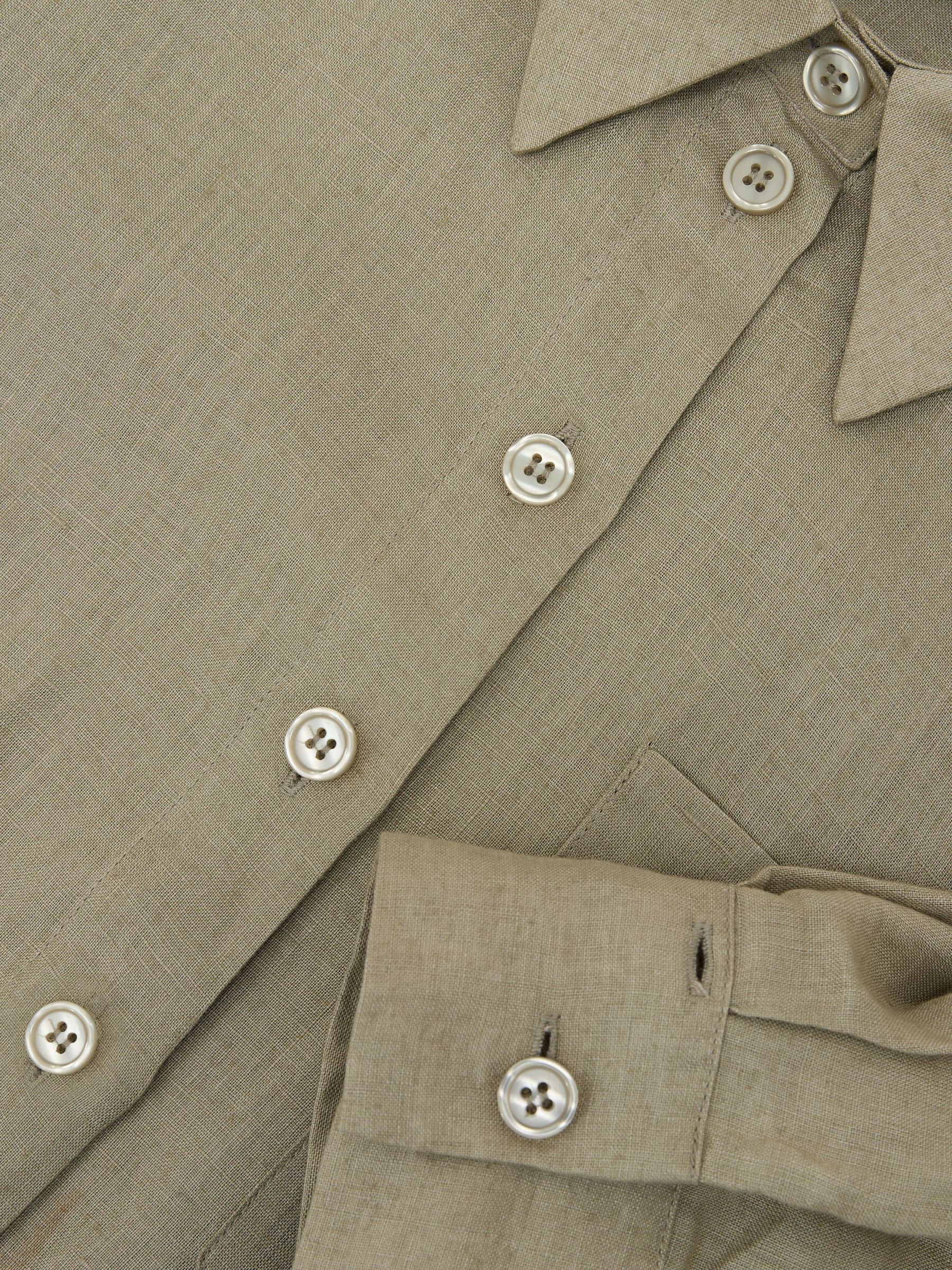 Linen Oversize Cropped Shirt in Green - Image 7 of 7