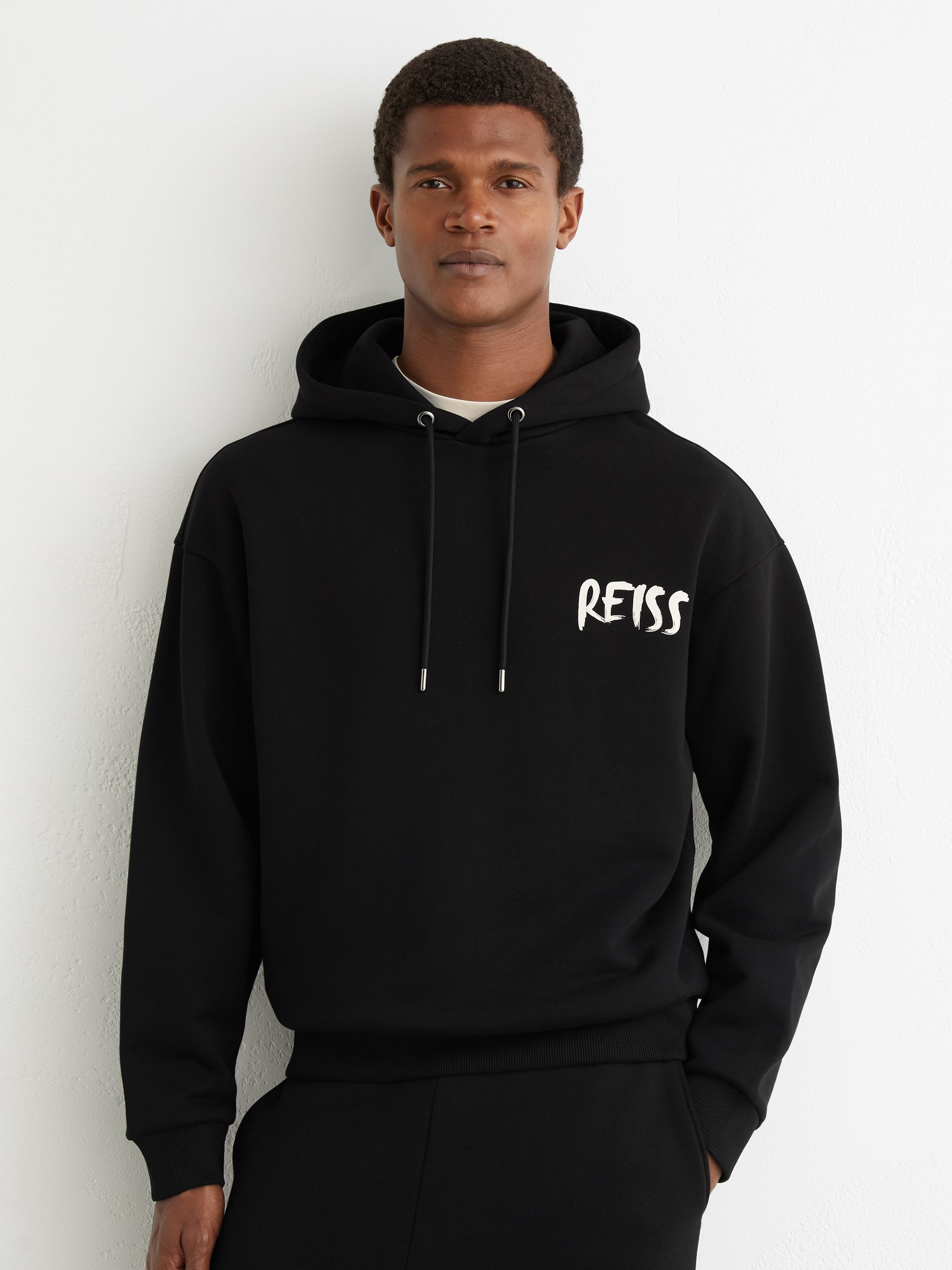 Cotton Logo-Print Hoodie in Black - image 2
