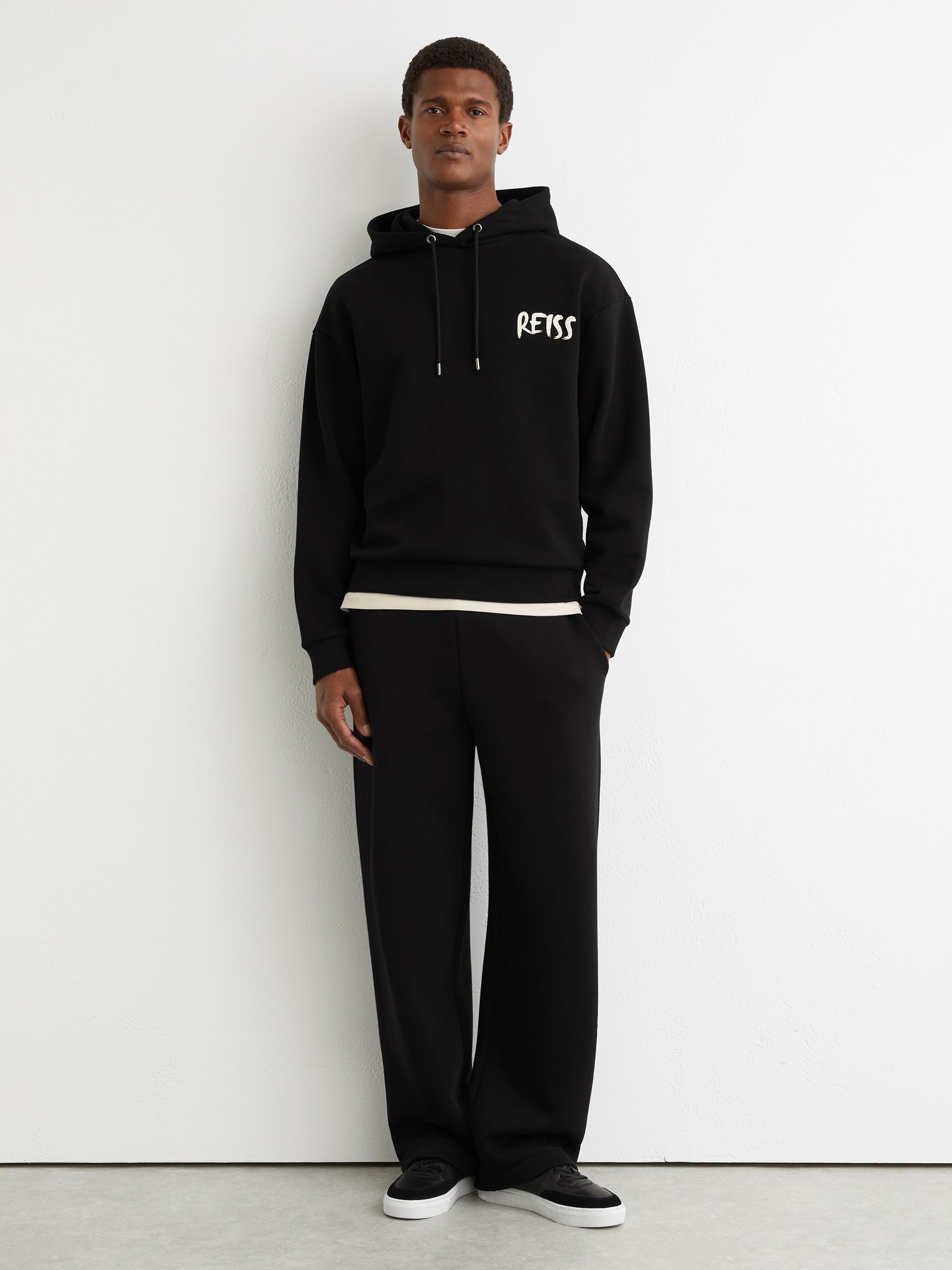 Cotton Logo-Print Hoodie in Black - image 5