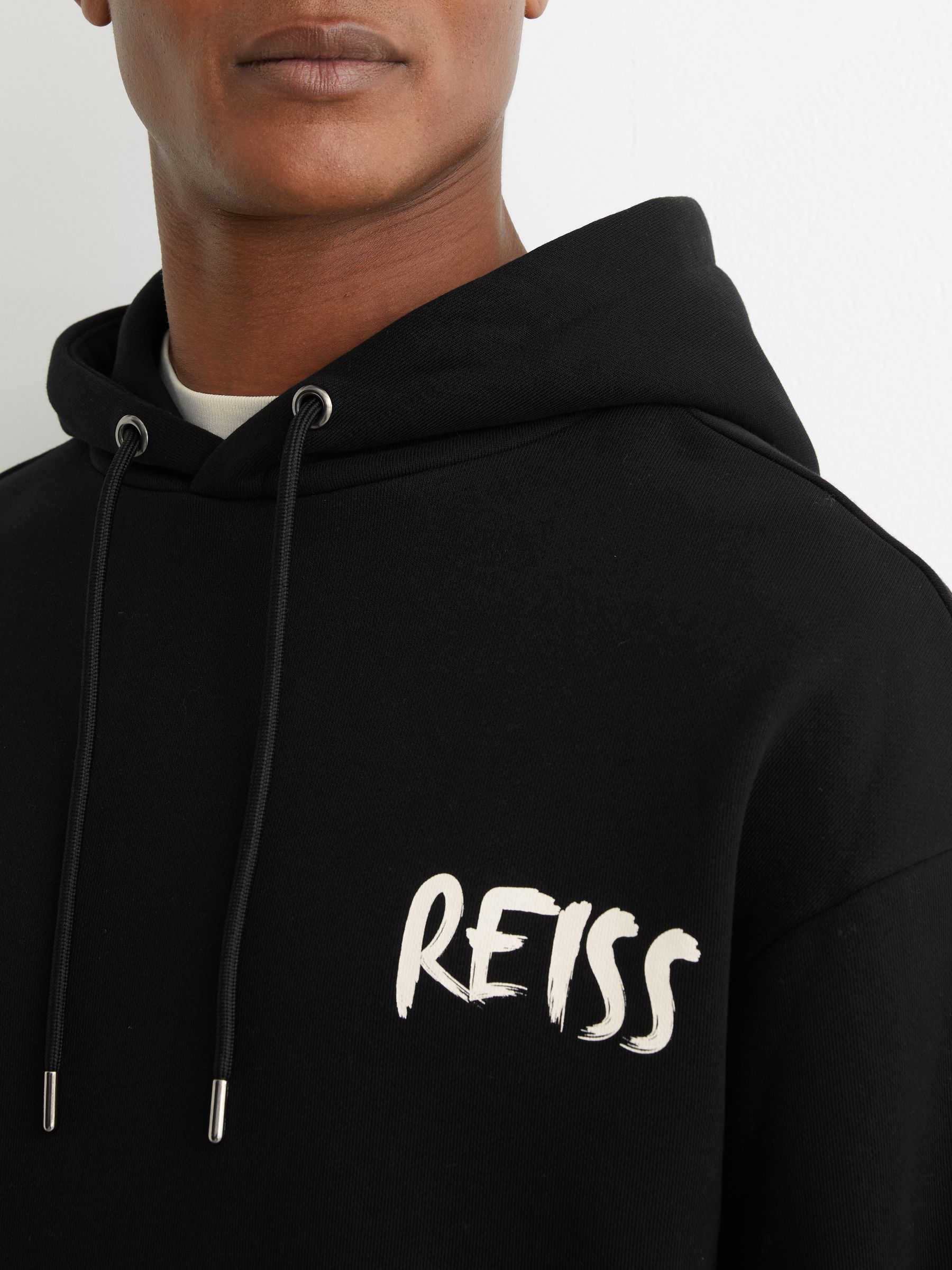 Cotton Logo-Print Hoodie in Black - image 4