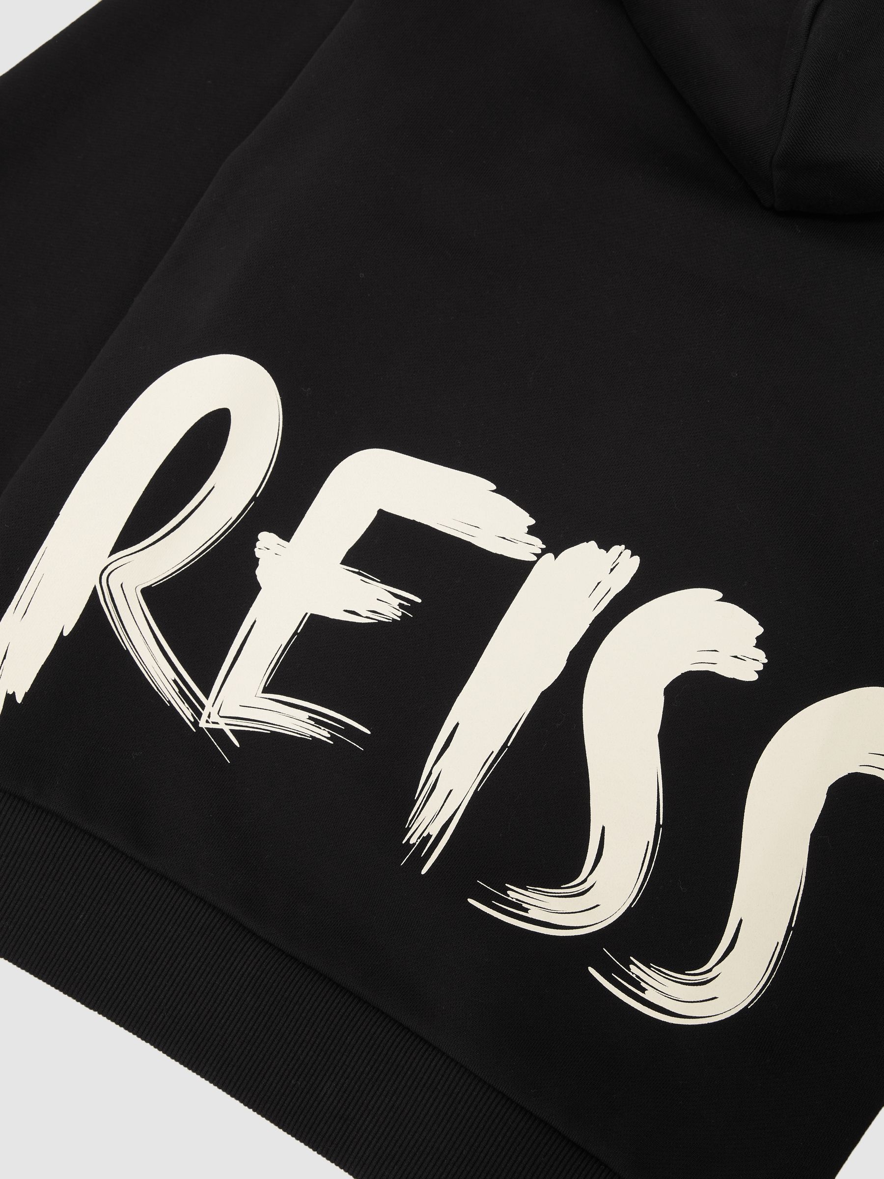 Cotton Logo-Print Hoodie in Black - image 3
