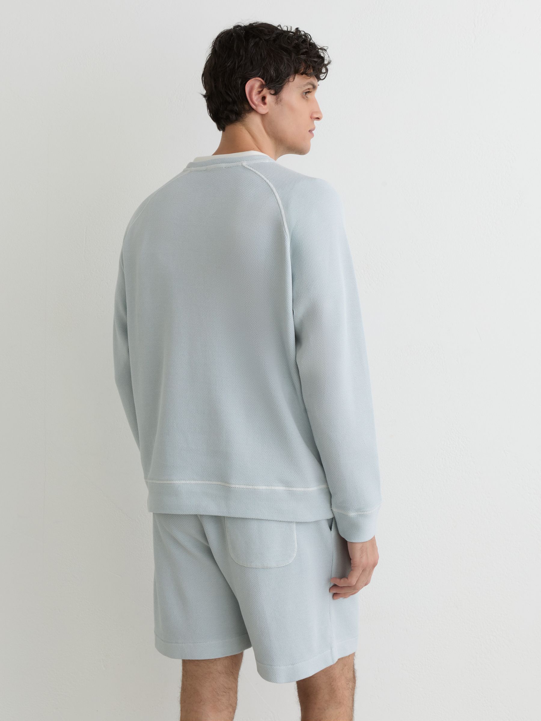 Cotton-Pique Garment-Dyed Sweatshirt in Light Blue - image 4