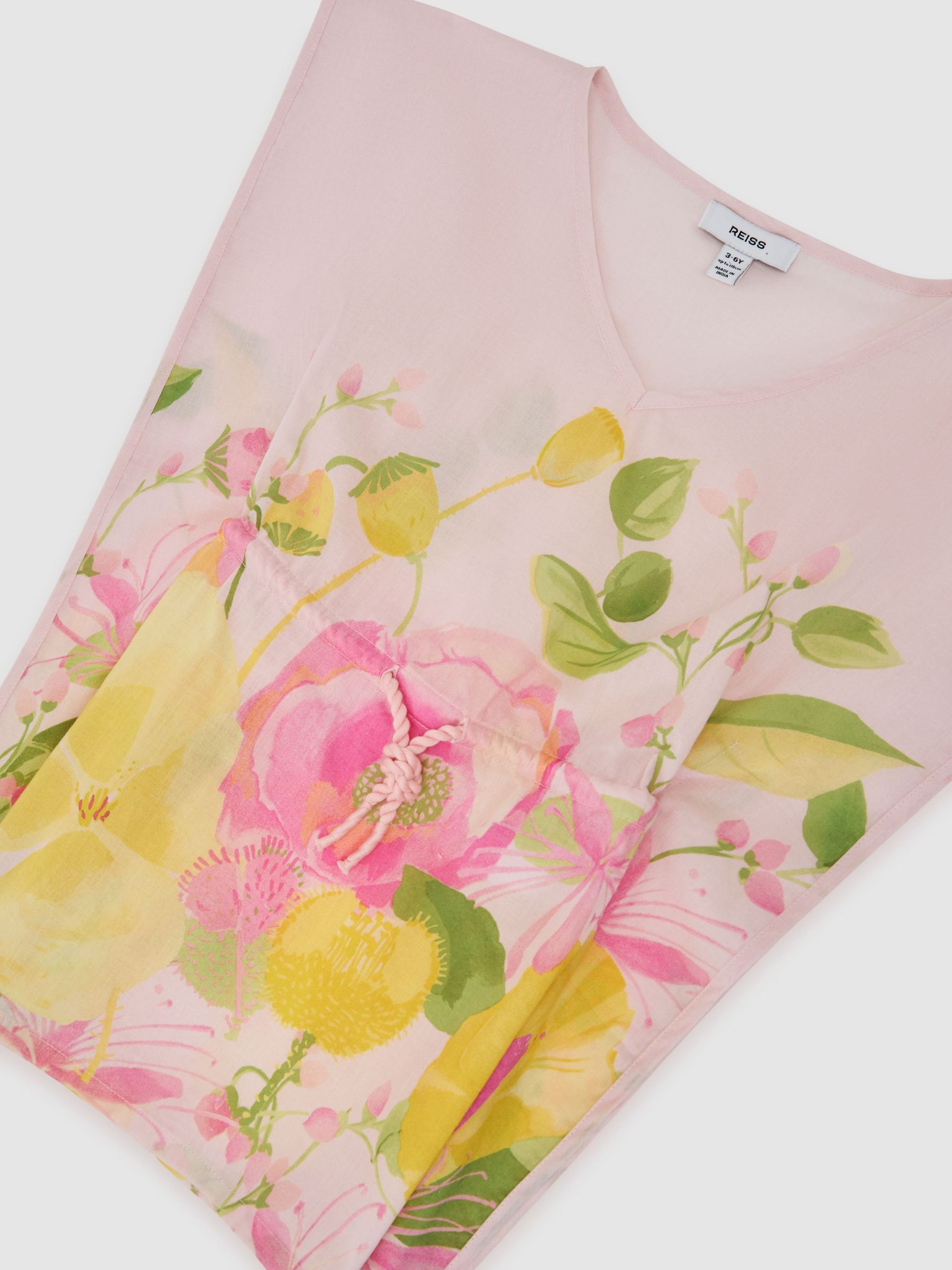 Cotton Floral-Print Kaftan in Pink Print - Image 3 of 3