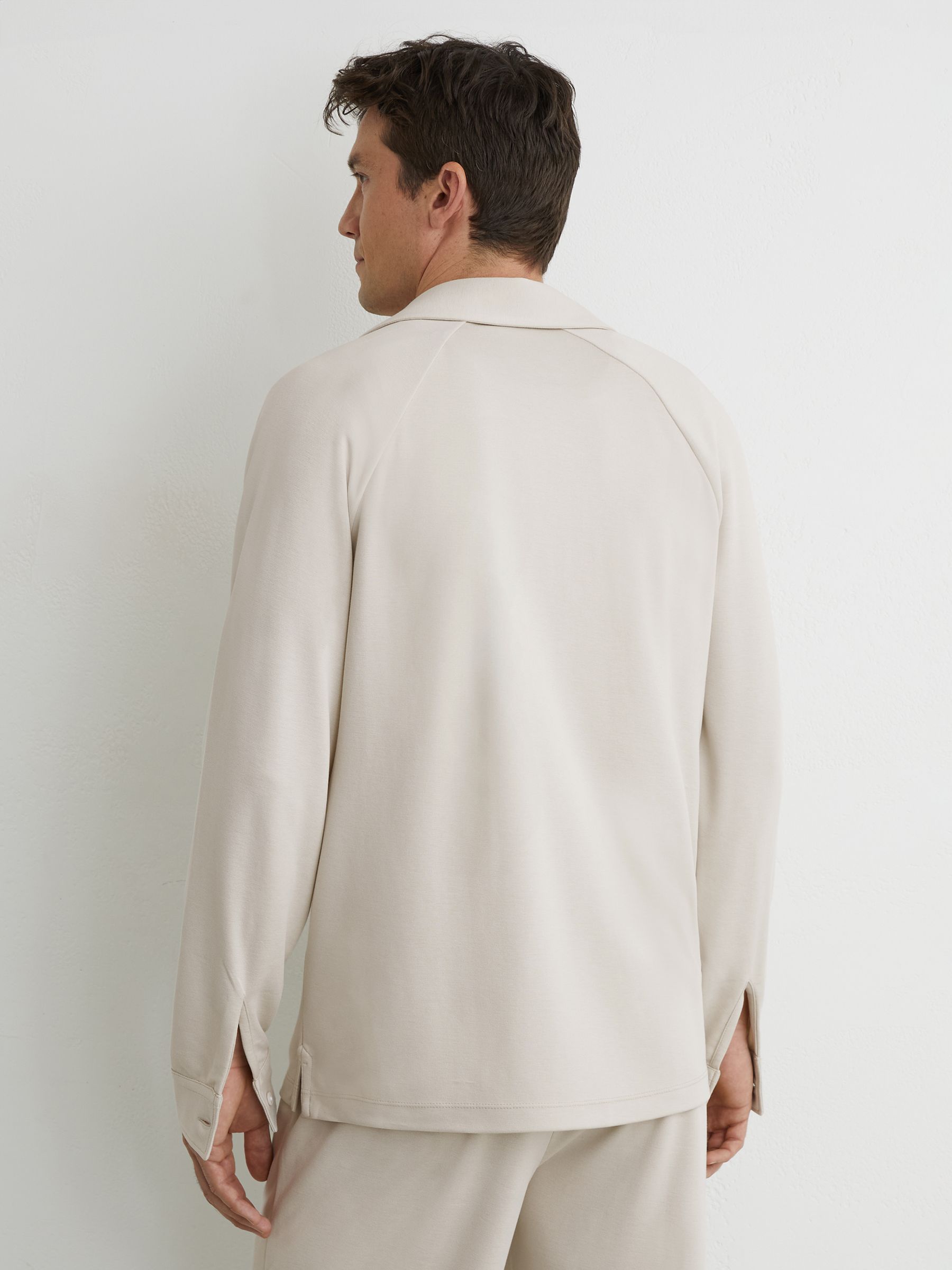 Jersey Twin-Pocket Cuban-Collar Overshirt in Light Stone - image 5