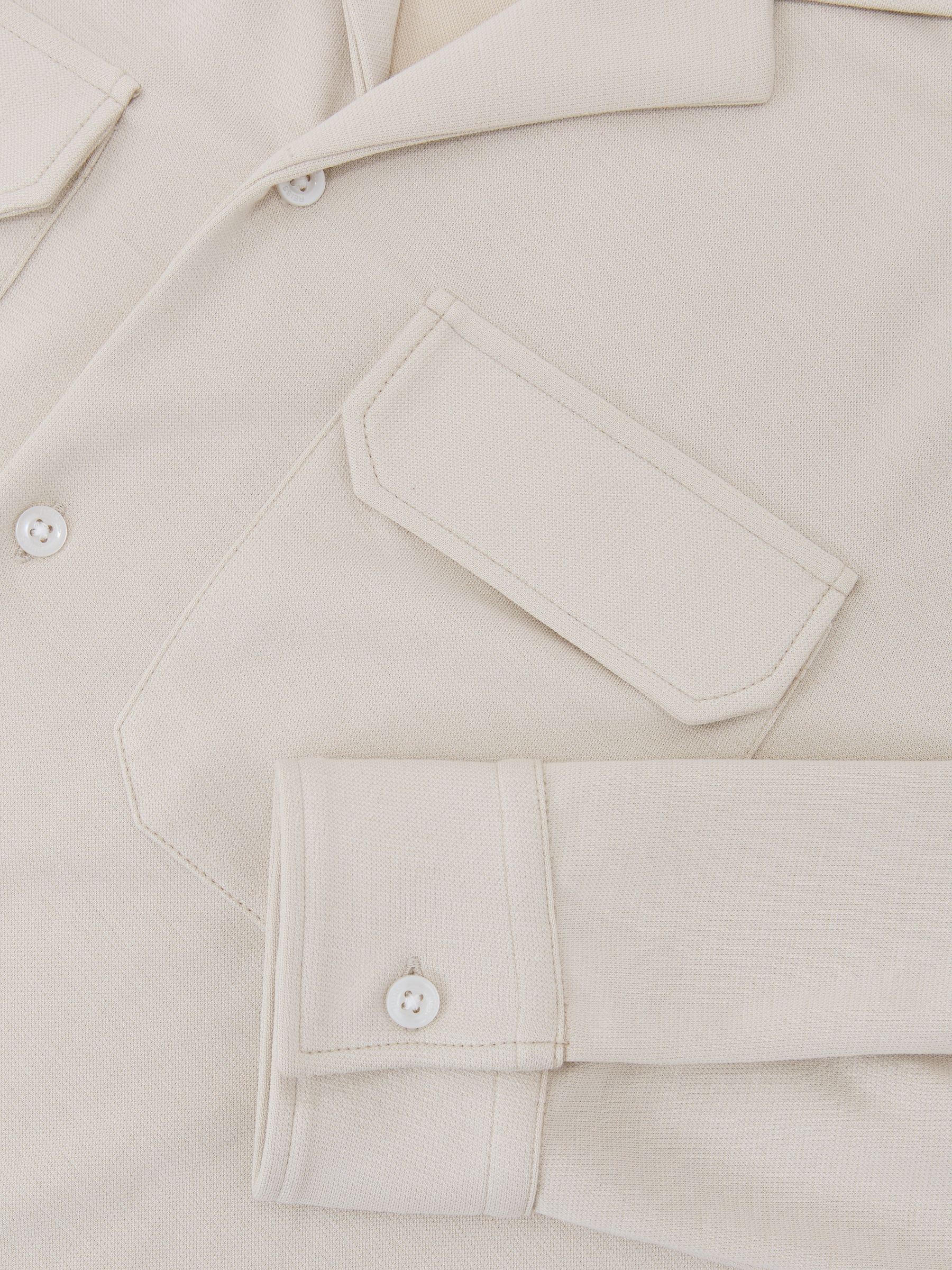 Jersey Twin-Pocket Cuban-Collar Overshirt in Light Stone - image 3