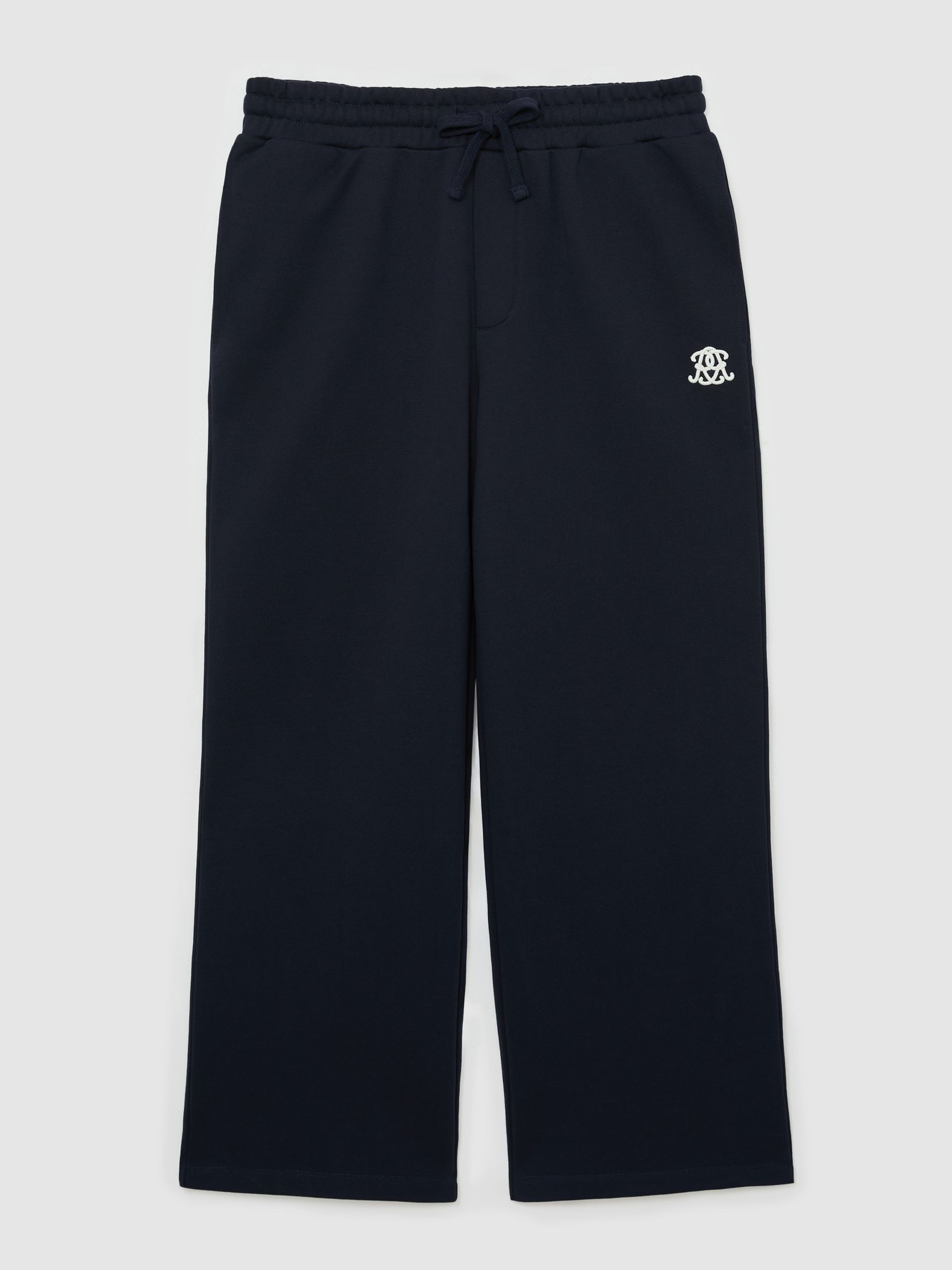 Monogram-Embroidered Relaxed Joggers in Navy - Image 2 of 6