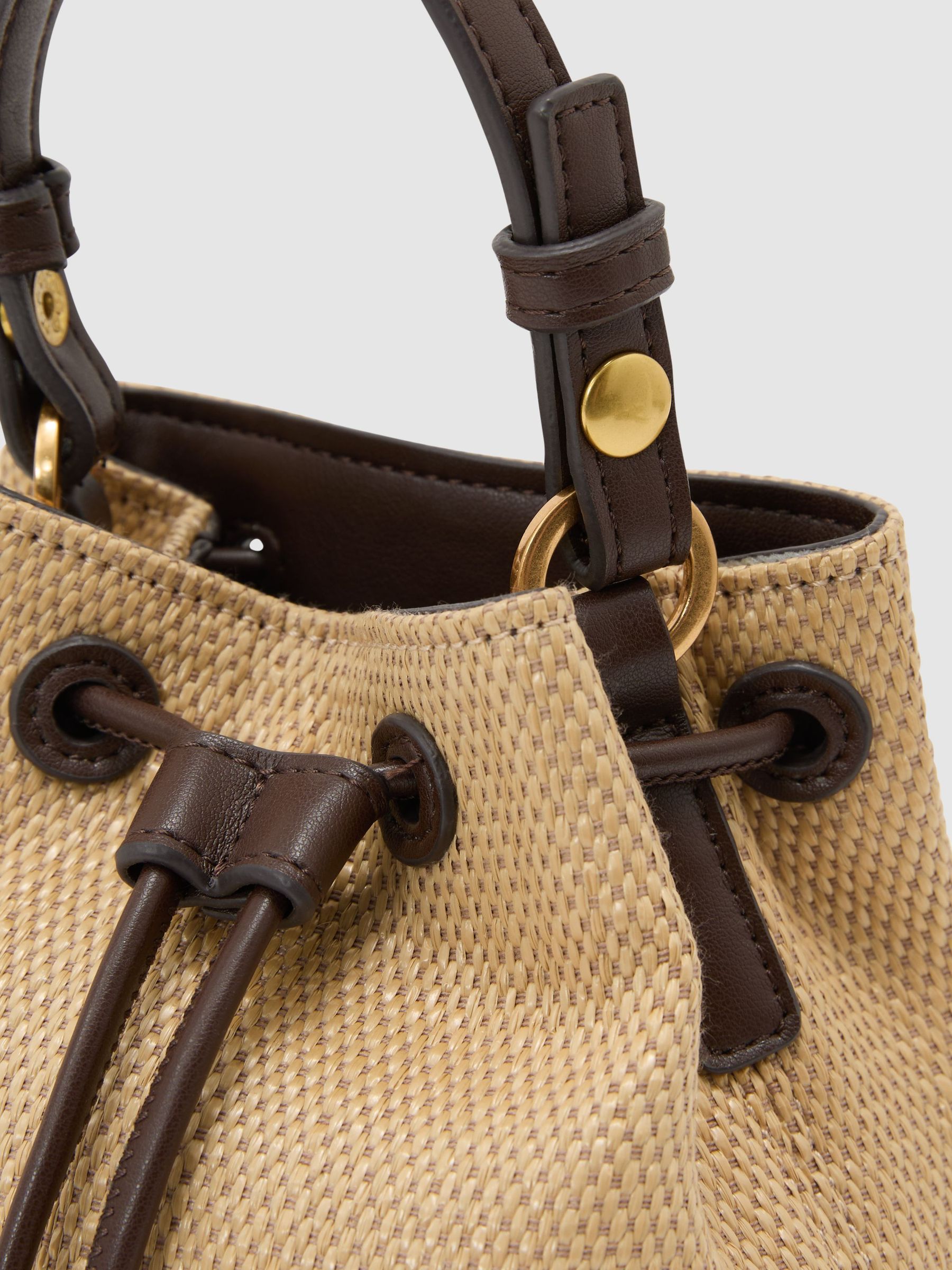 Girls Raffia-Effect Bucket Bag in Natural - Image 5 of 6