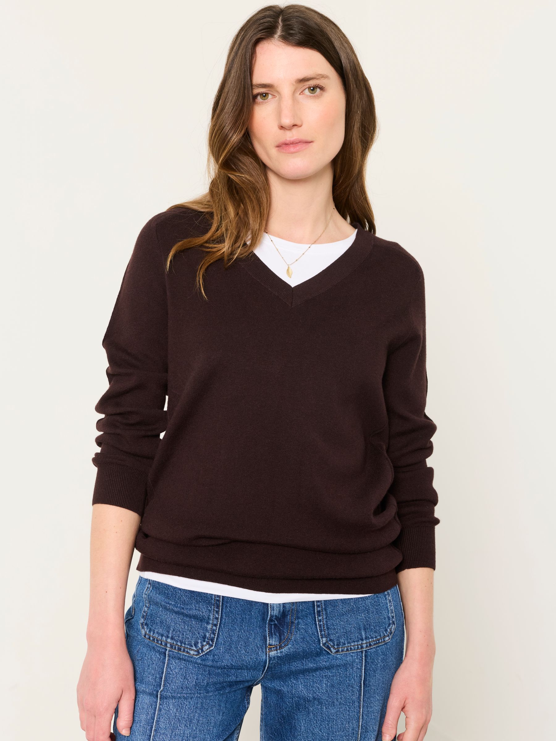 Selene Chocolate Brown Knitted Tunic Jumper - Image 1 of 6