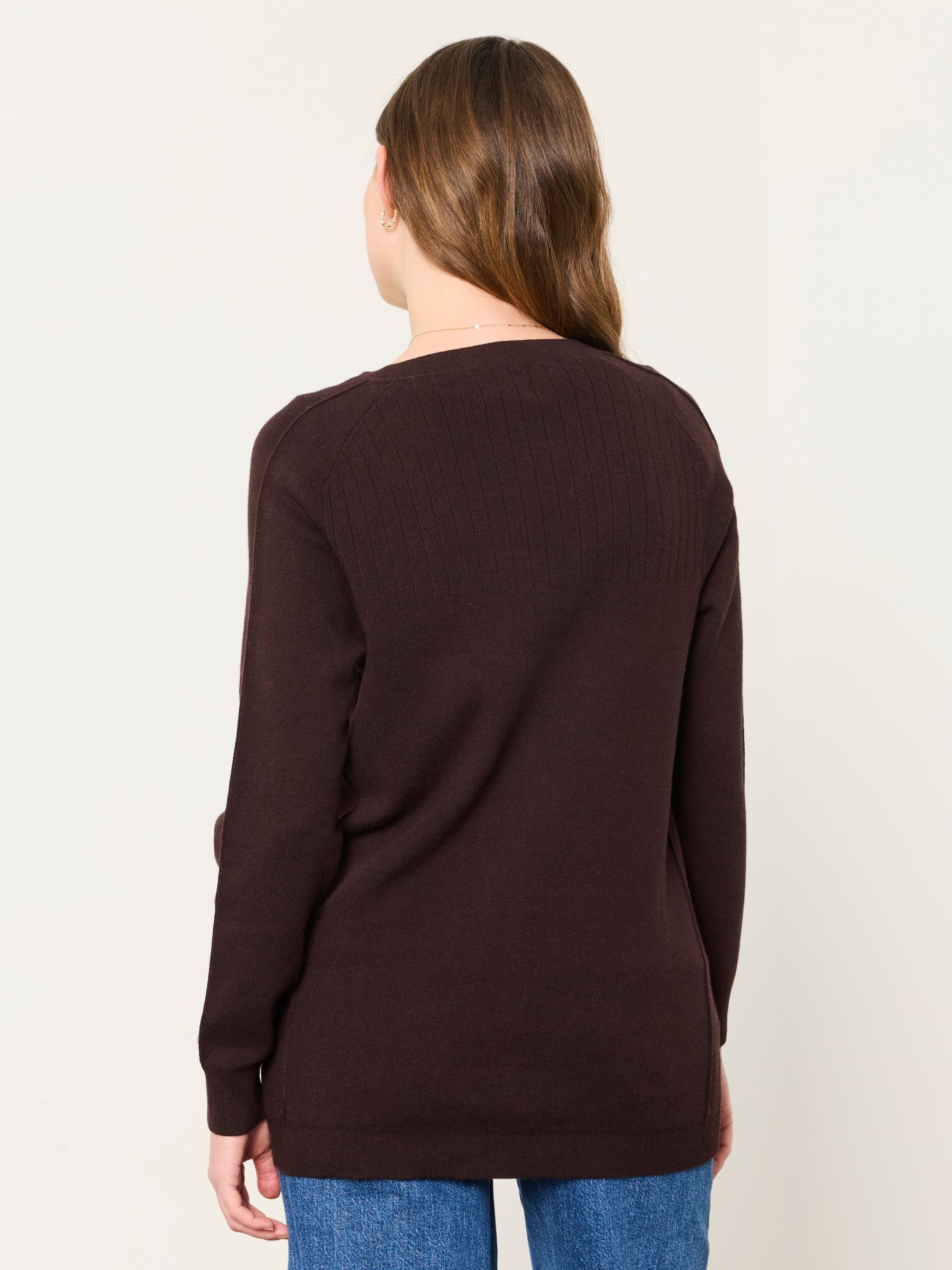 Selene Chocolate Brown Knitted Tunic Jumper - Image 2 of 6