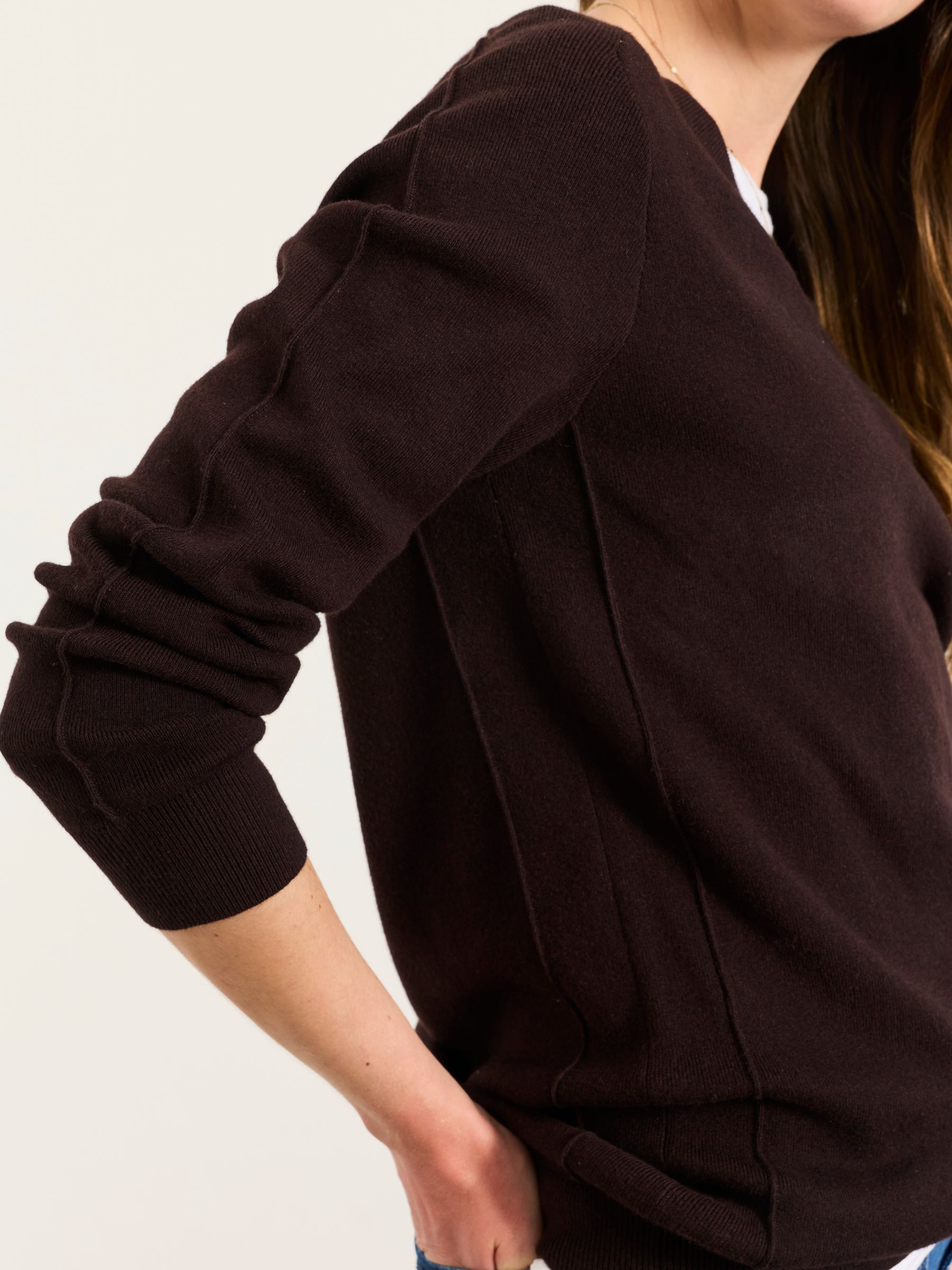 Selene Chocolate Brown Knitted Tunic Jumper - Image 3 of 6