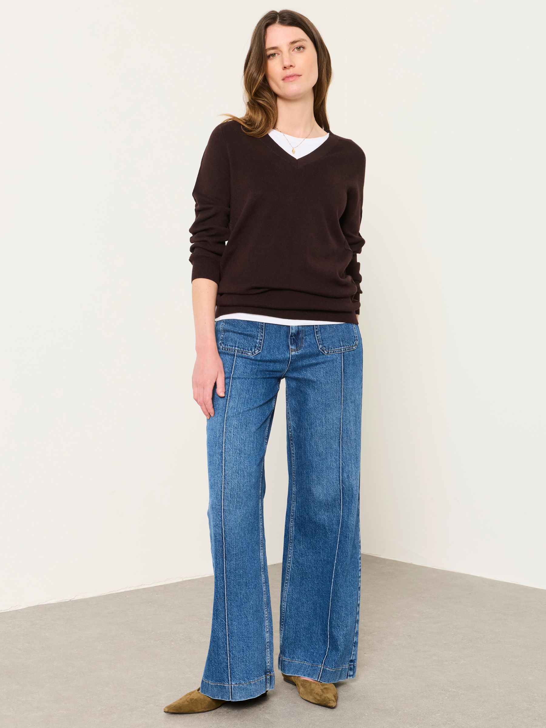 Selene Chocolate Brown Knitted Tunic Jumper - Image 4 of 6
