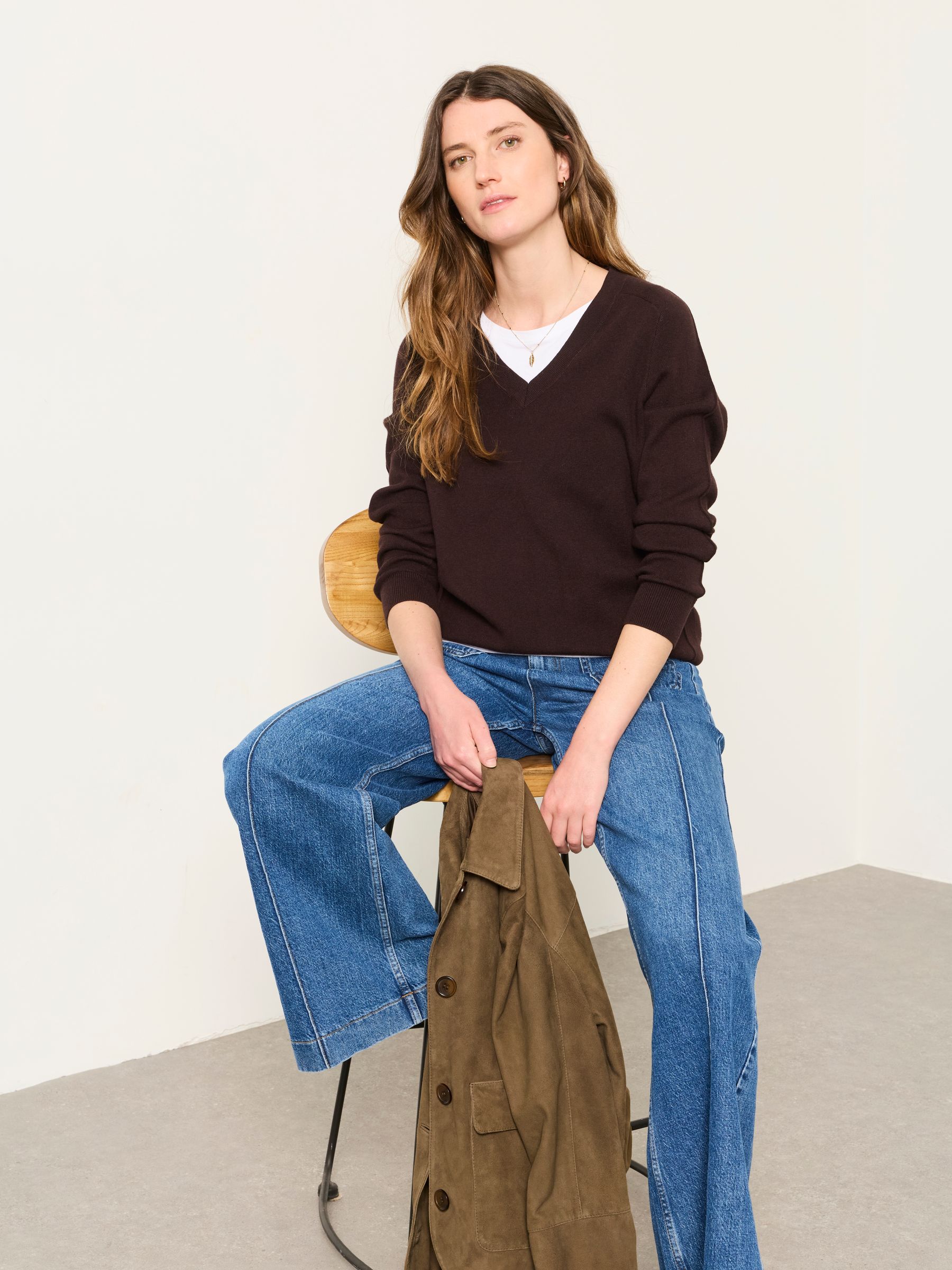 Selene Chocolate Brown Knitted Tunic Jumper - Image 5 of 6
