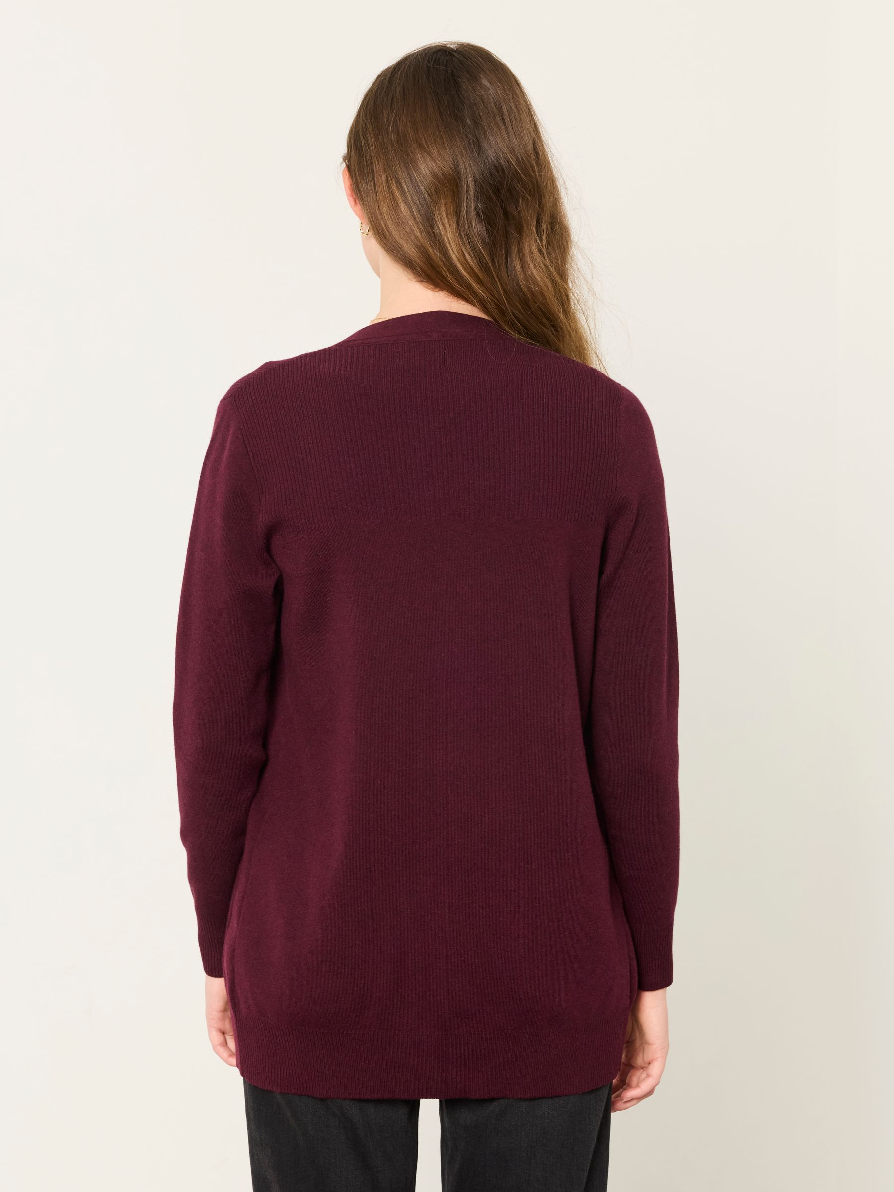 Selene Burgundy Red Knitted Longline Cardigan - Image 2 of 5