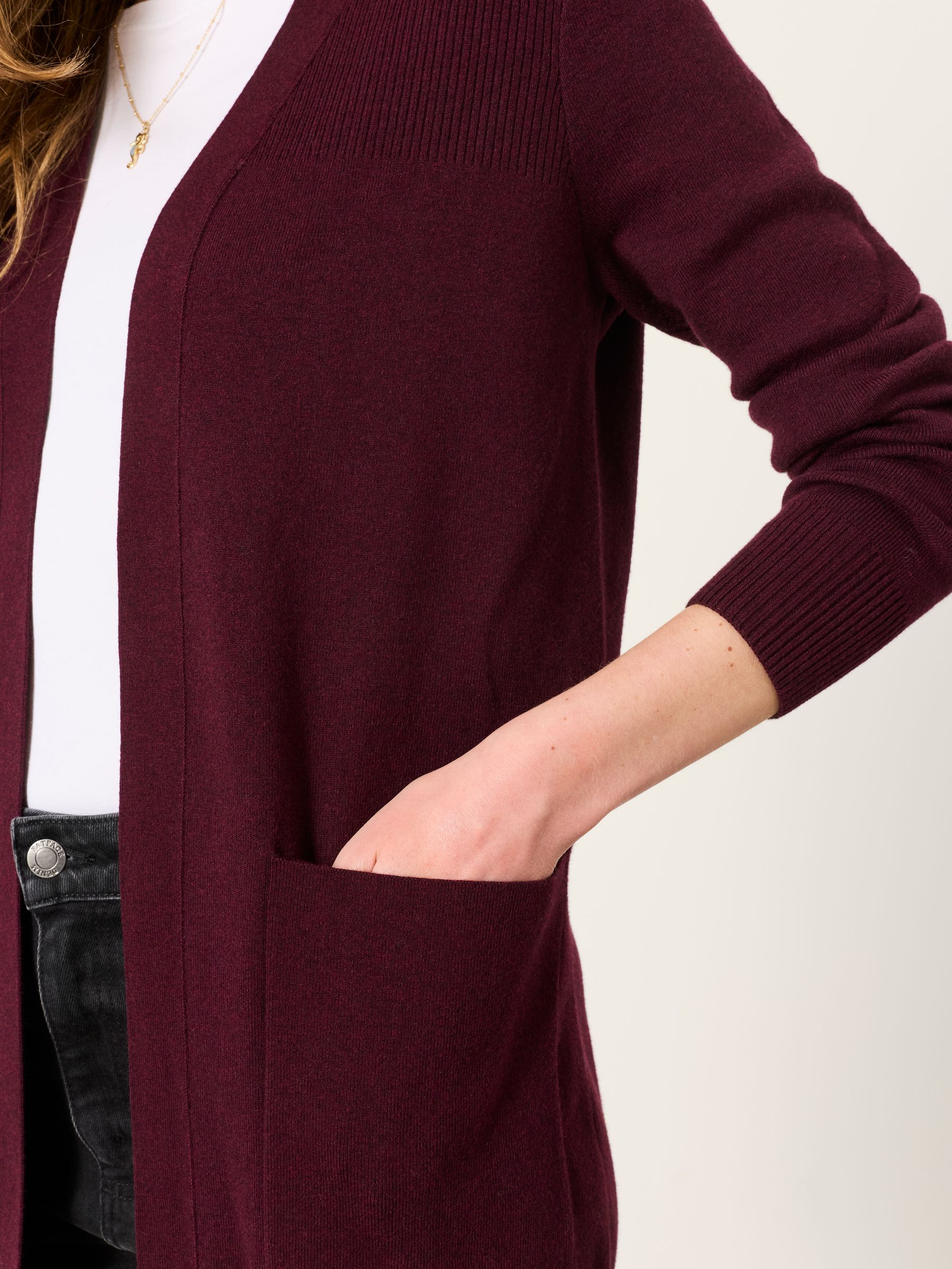 Selene Burgundy Red Knitted Longline Cardigan - Image 4 of 5