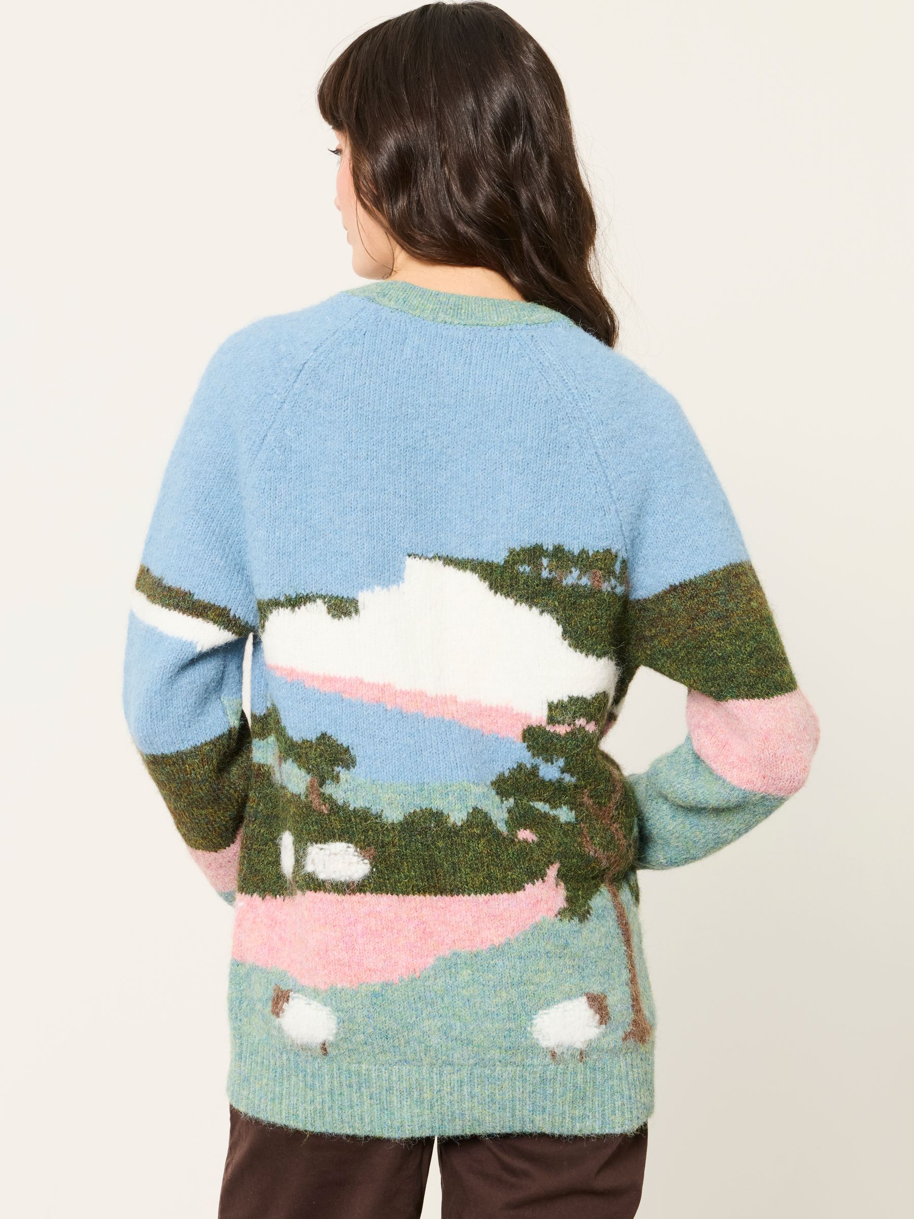 Blue Landscape Knitted Cardigan - Image 2 of 5 Blue Landscape Knitted Cardigan - Image 2 of 5