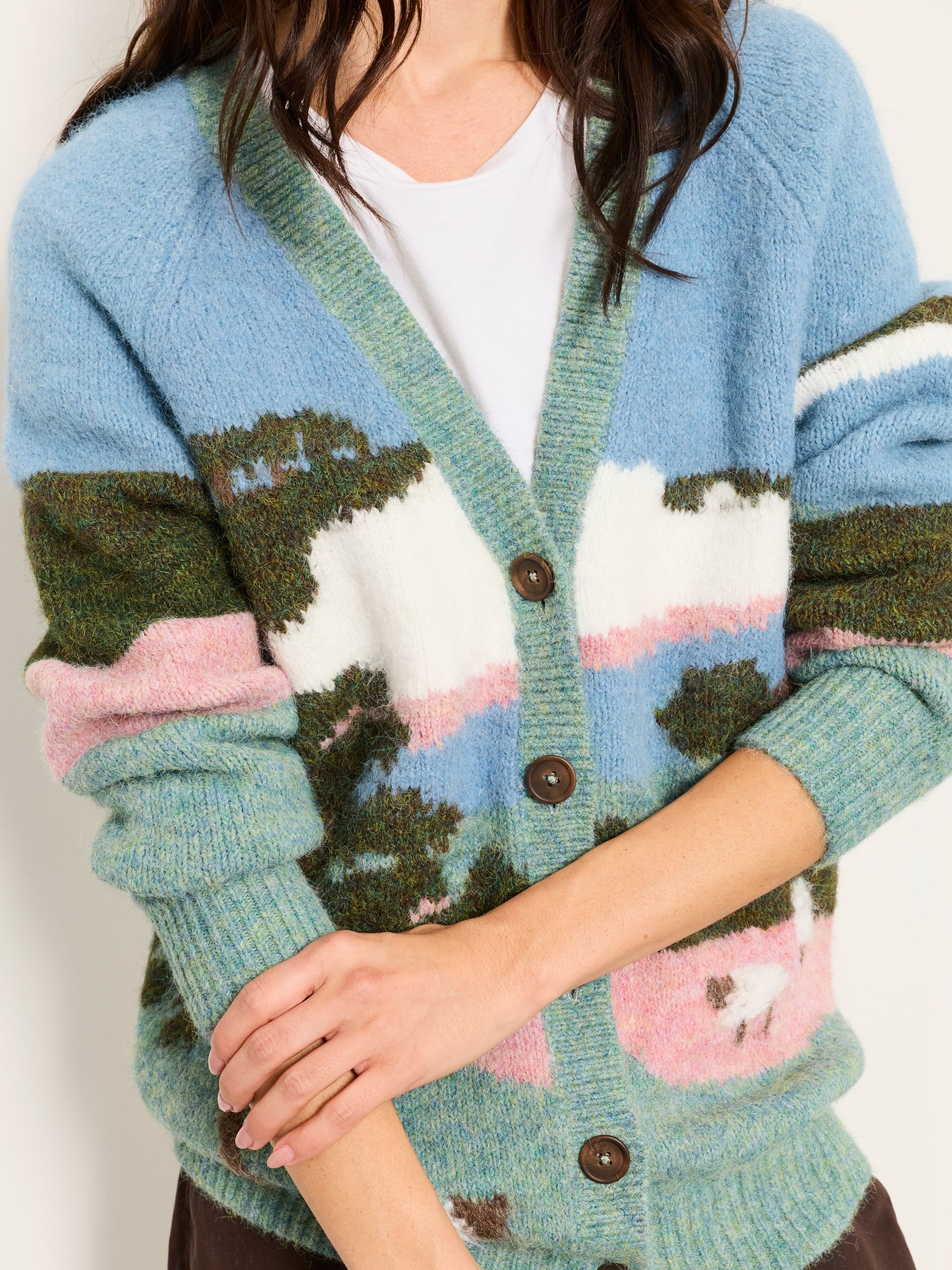 Blue Landscape Knitted Cardigan - Image 4 of 5